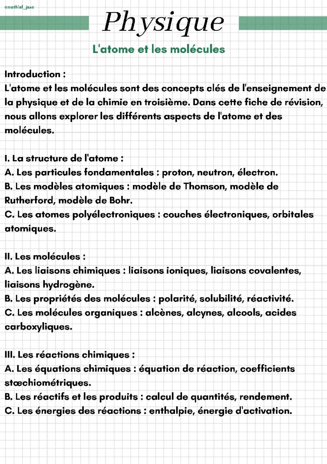 L'atome et les molécules