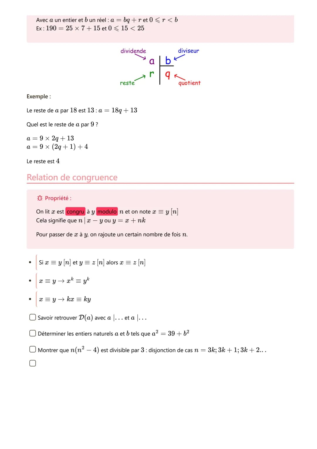 Arithmétique
Arithmétique
Branche des mathématiques qui étudie les nombres entiers Z
Divisibilité :
Définition:
Si bak, on dit de façon équi