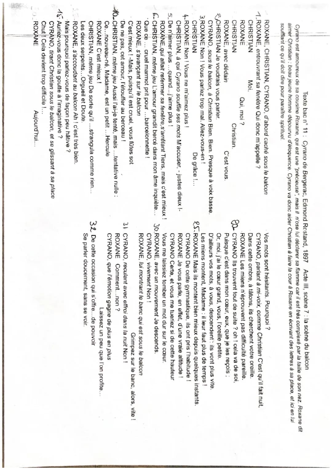 TEXTE BAC 11
Cyrano de Bergerac,
Edmond Rostand, III, 7: la scène du balcon
Introduction: Jouée pour la première fois en 1897, cette pièce d