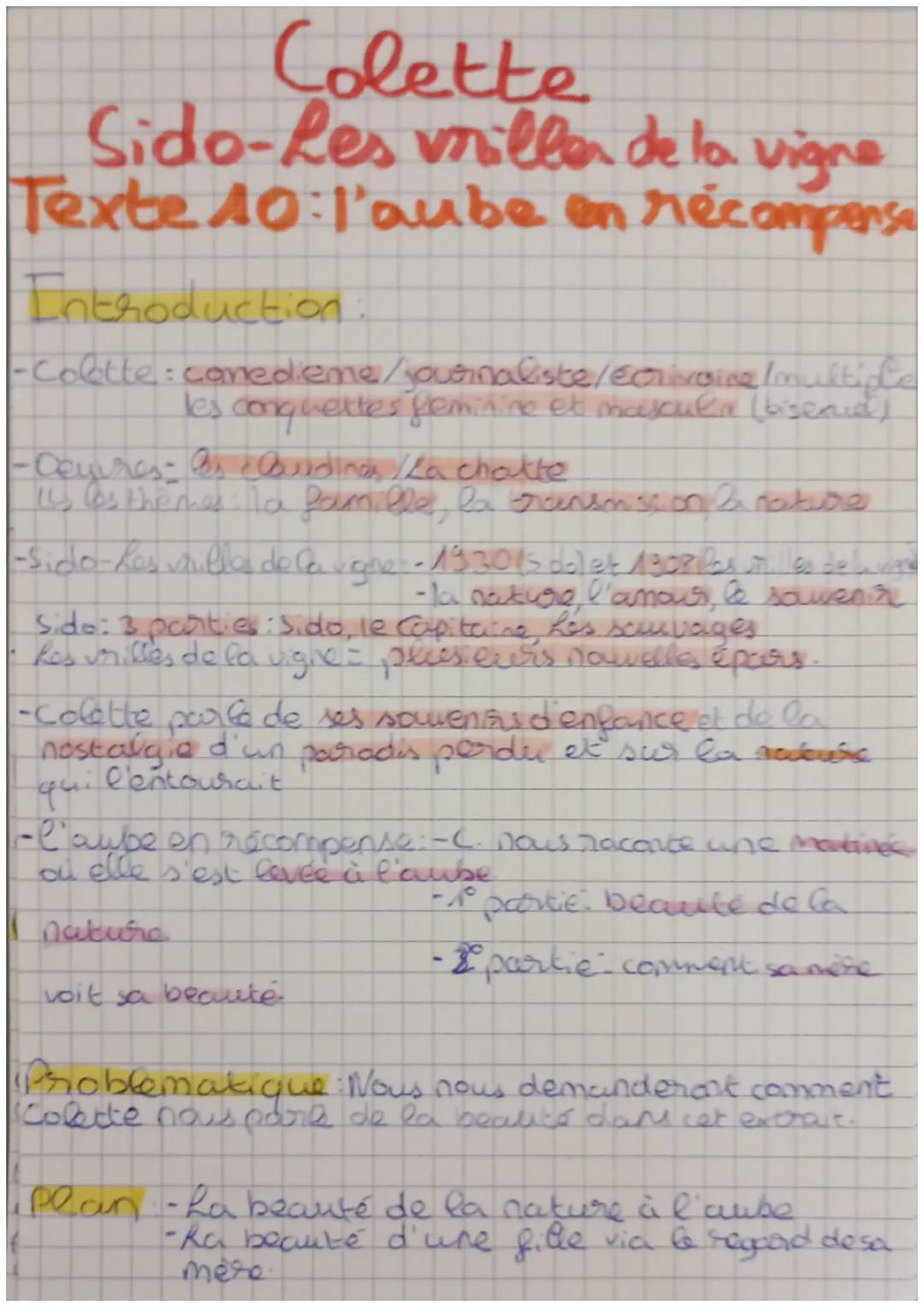 # Colette

Sido-Les millea de la vigne

Texte 10 l'aube en récompense

Introduction.

-Colette: canedeme/journaliste/crivaine/multiple
les c