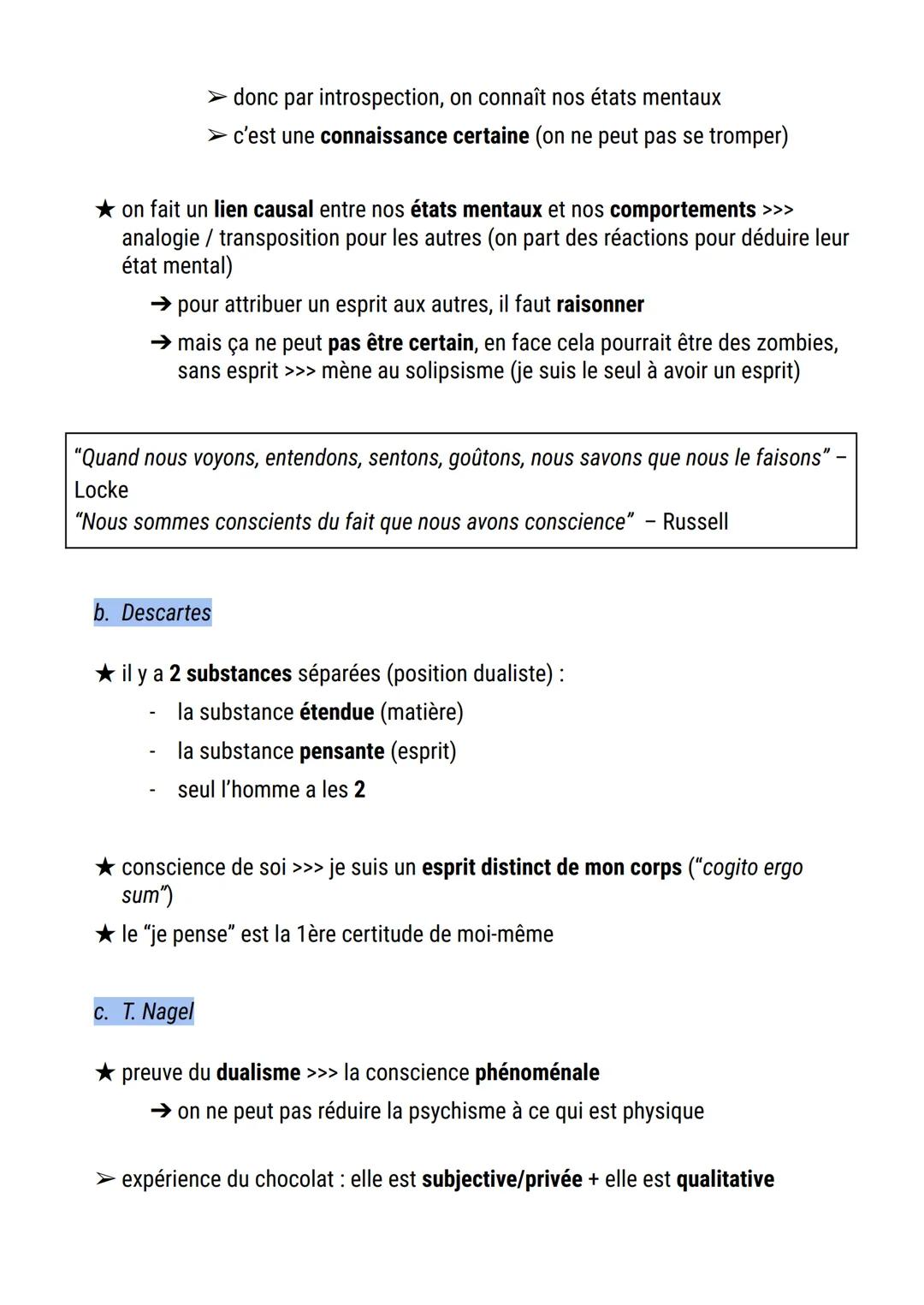 La conscience
La conscience est-elle spécifique aux êtres humains ? Quelle est sa place dans la
nature?
L'H. UN ÊTRE CONSCIENT, C'EST-A-DIRE