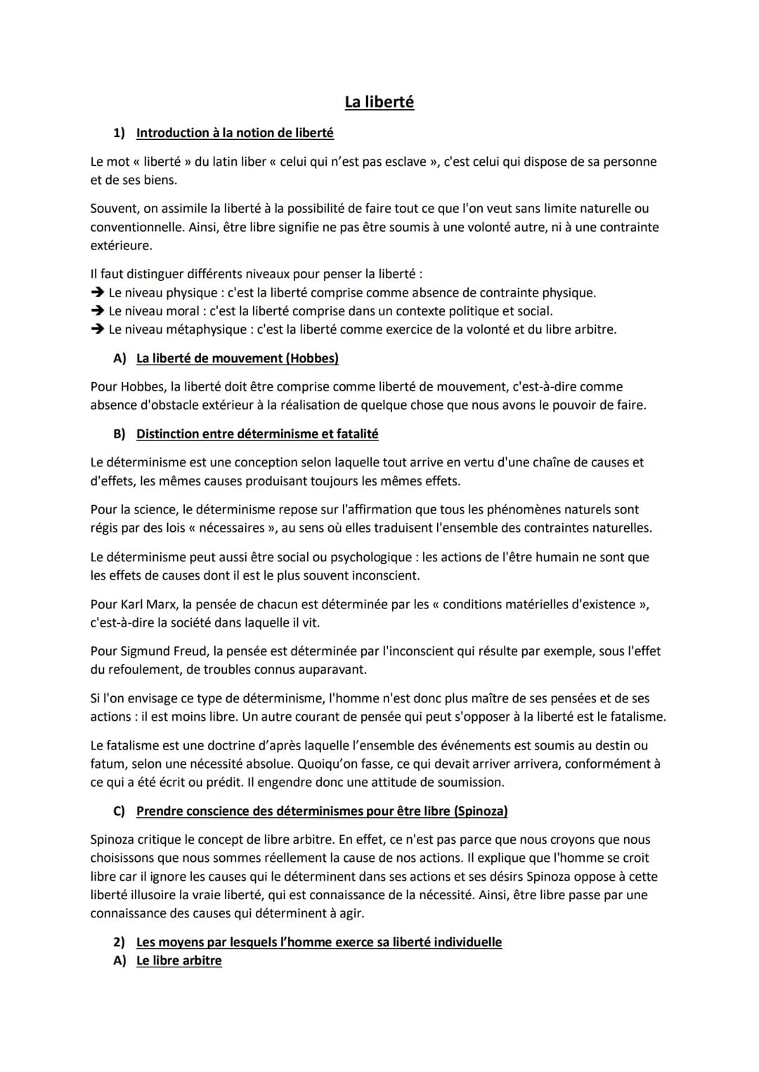 La liberté
1) Introduction à la notion de liberté
Le mot « liberté » du latin liber « celui qui n'est pas esclave », c'est celui qui dispose