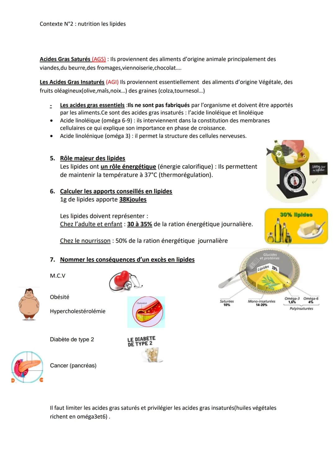 Contexte N°2 : nutrition les lipides
L'essentiel à retenir : LES LIPIDES
1. Justifier les besoins en lipides du jeune enfant
Le jeune enfant