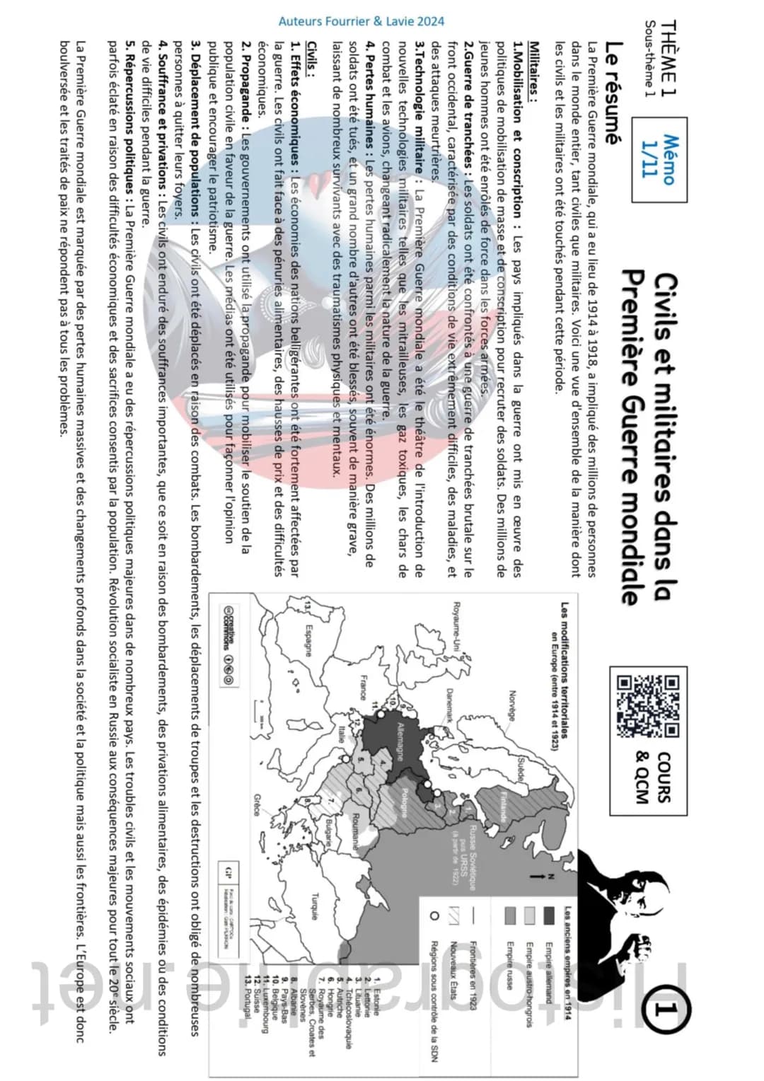 fiche de révision 3eme brevet, 1 ere guerre mondial