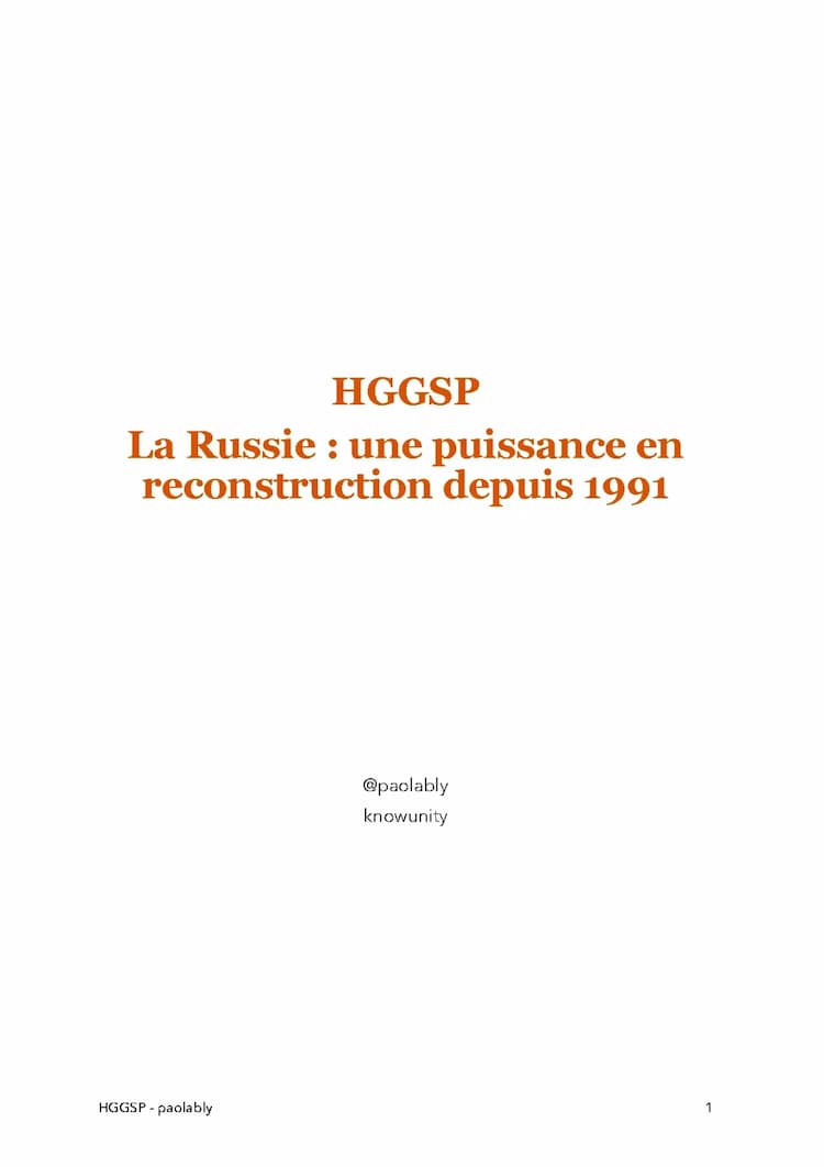 Know La Russie depuis 1991 : une puissance en reconstruction thumbnail
