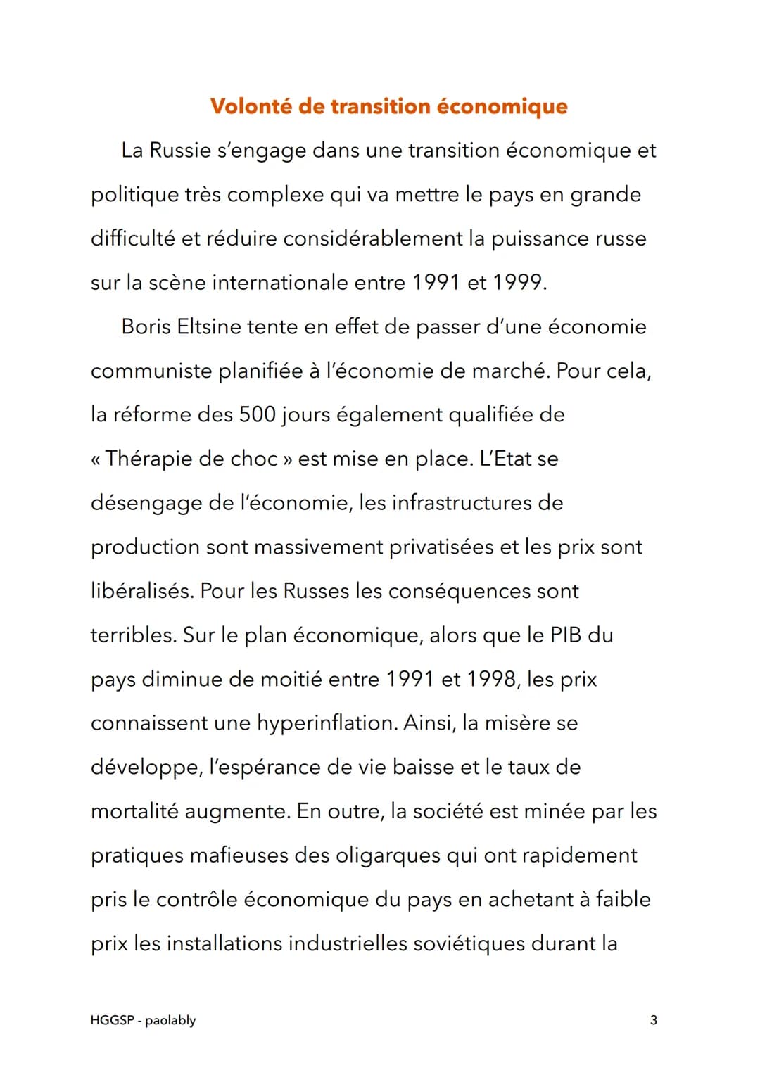 HGGSP
La Russie : une puissance
reconstruction depuis 1991
HGGSP- paolably
@paolably
knowunity
1 Une puissance en déclin
L'URSS perd sa puis