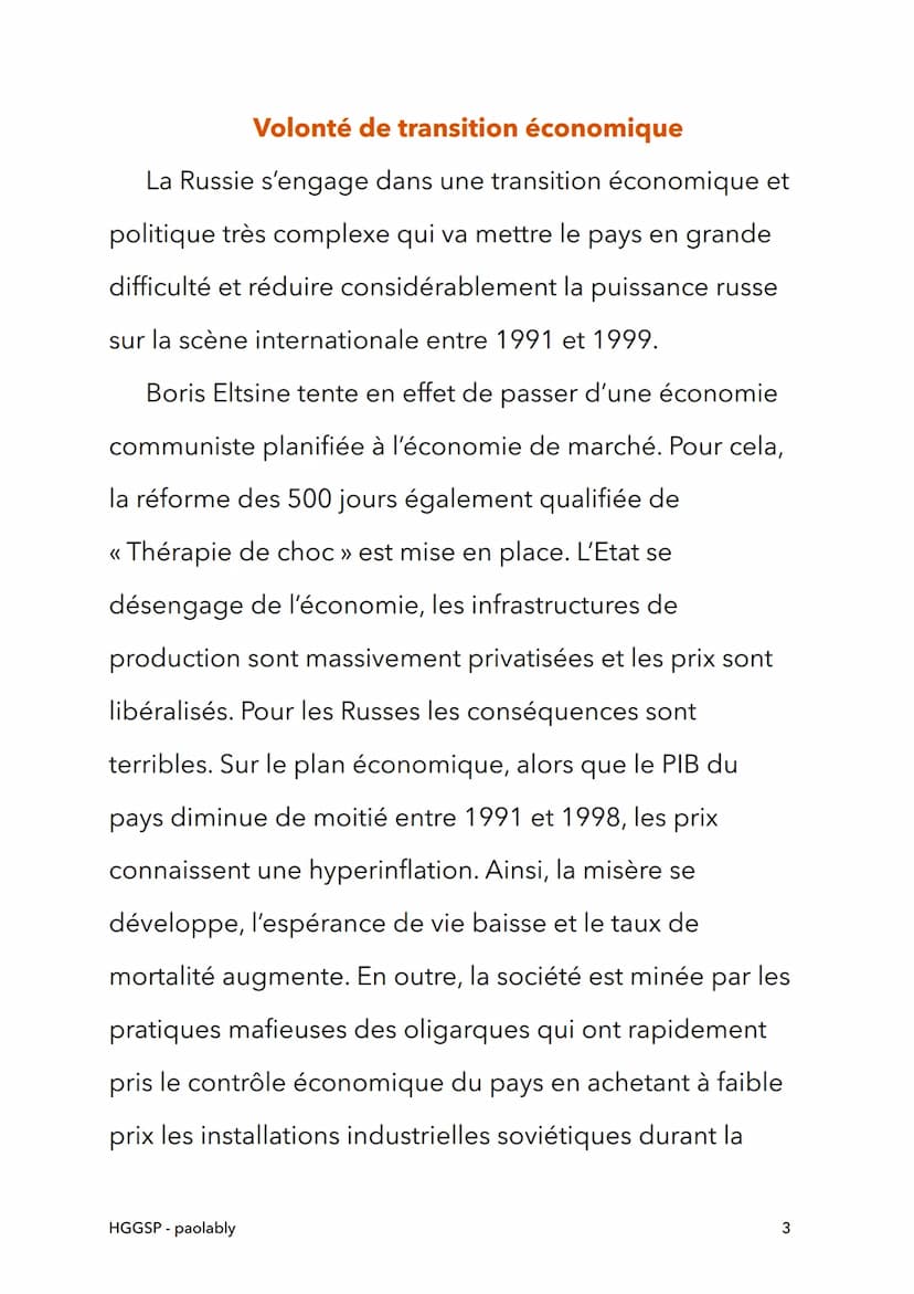 HGGSP
La Russie : une puissance
reconstruction depuis 1991
HGGSP- paolably
@paolably
knowunity
1 Une puissance en déclin
L'URSS perd sa puis
