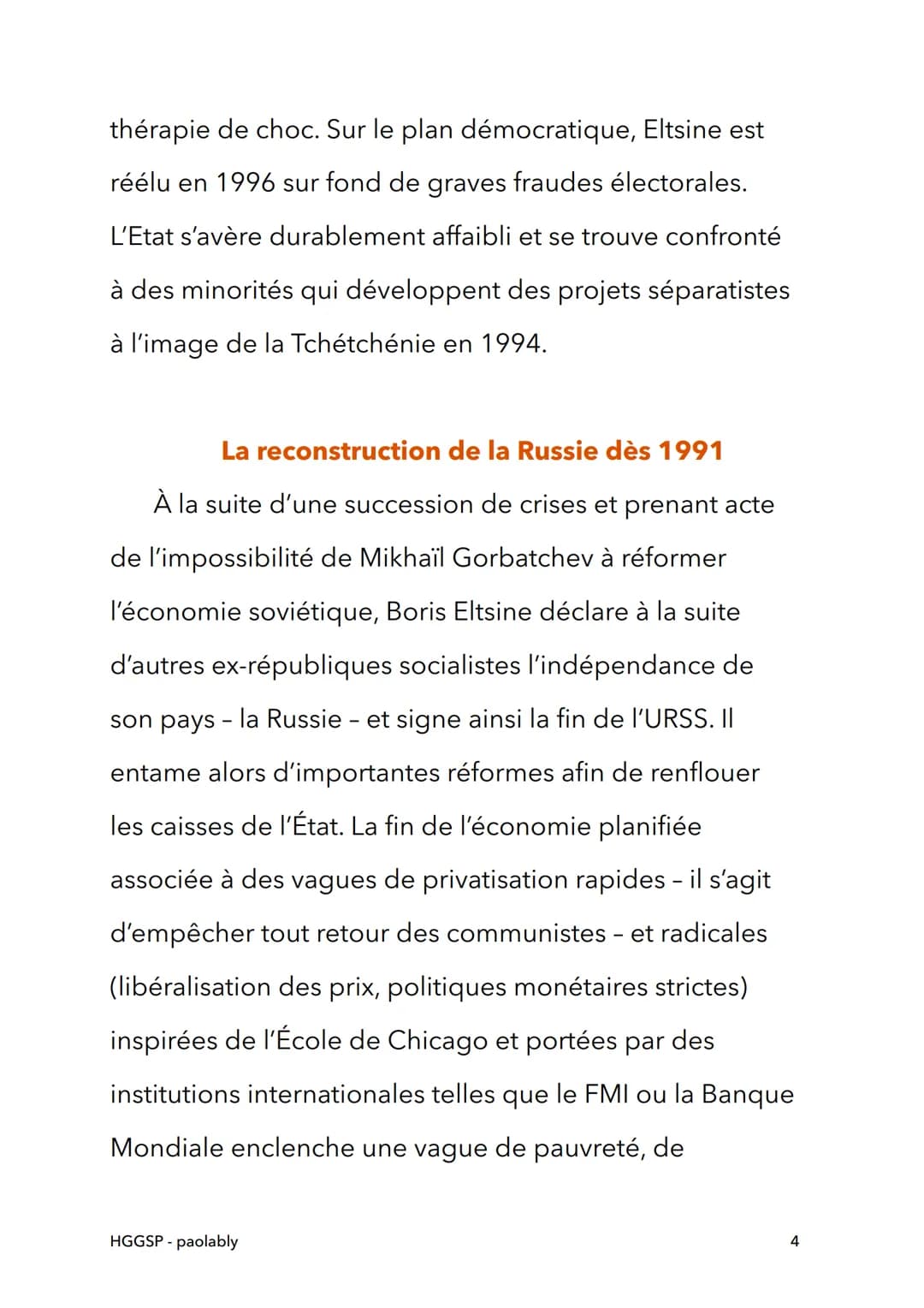 HGGSP
La Russie : une puissance
reconstruction depuis 1991
HGGSP- paolably
@paolably
knowunity
1 Une puissance en déclin
L'URSS perd sa puis