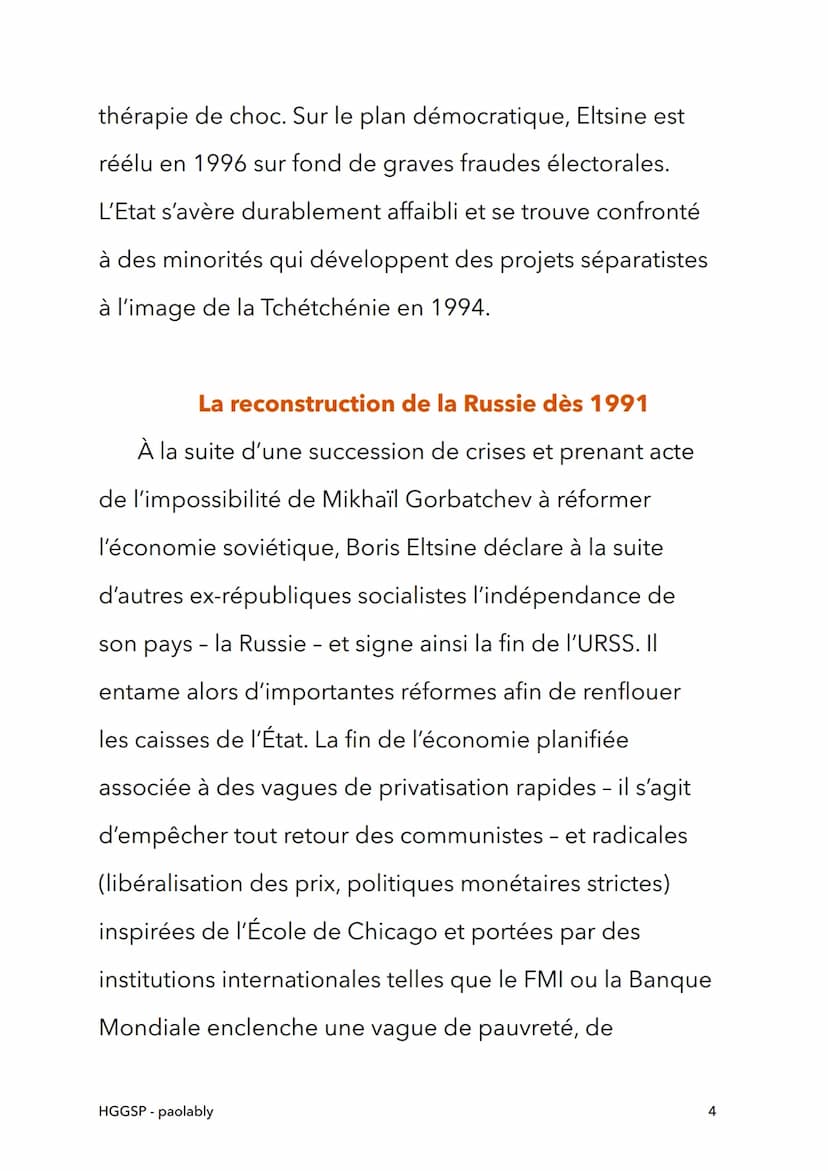 HGGSP
La Russie : une puissance
reconstruction depuis 1991
HGGSP- paolably
@paolably
knowunity
1 Une puissance en déclin
L'URSS perd sa puis