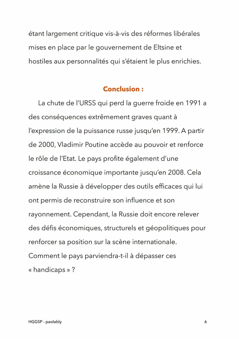 HGGSP
La Russie : une puissance
reconstruction depuis 1991
HGGSP- paolably
@paolably
knowunity
1 Une puissance en déclin
L'URSS perd sa puis