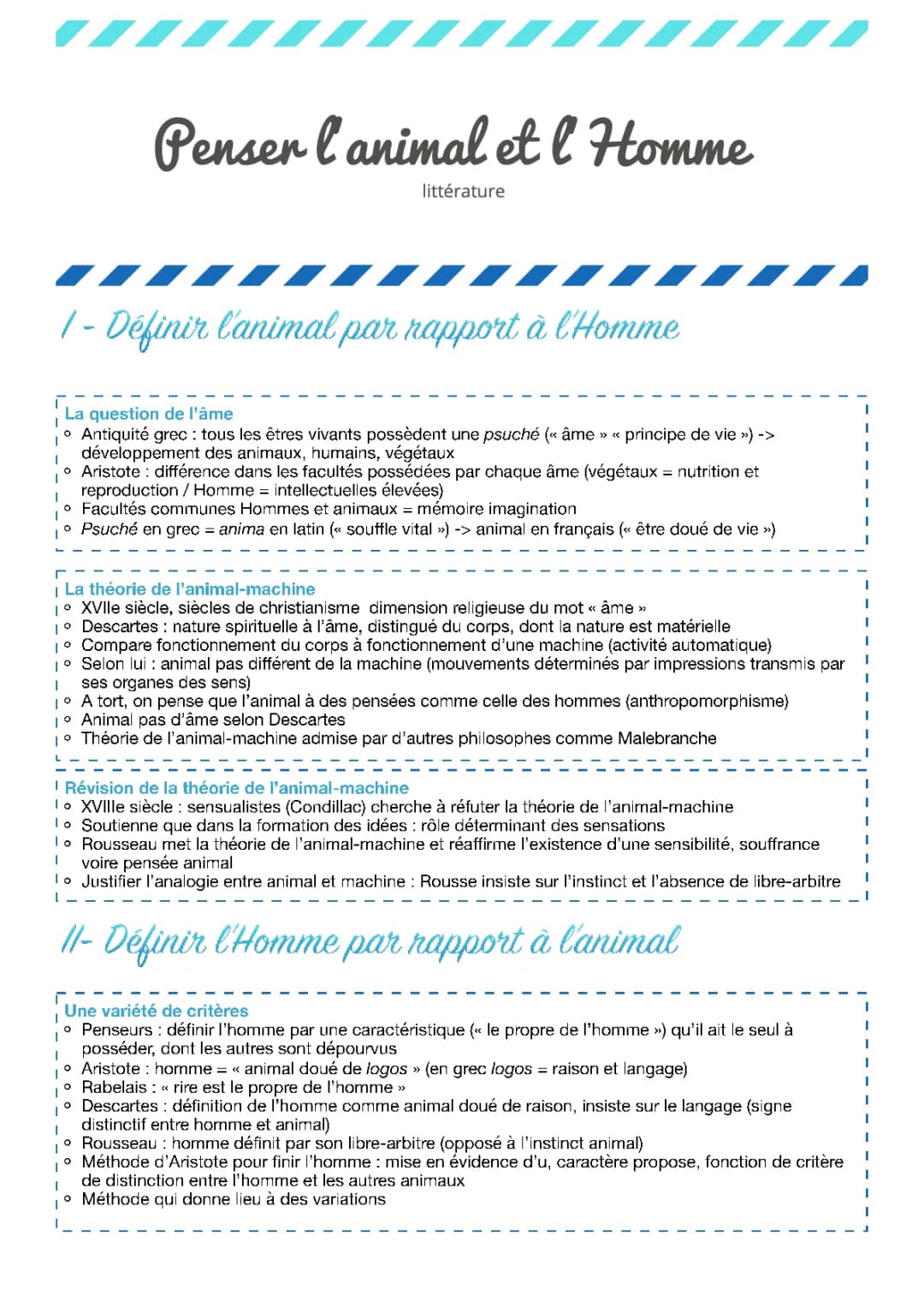 Différence entre l'Homme et l'Animal en Philosophie: PDF et Dissertation