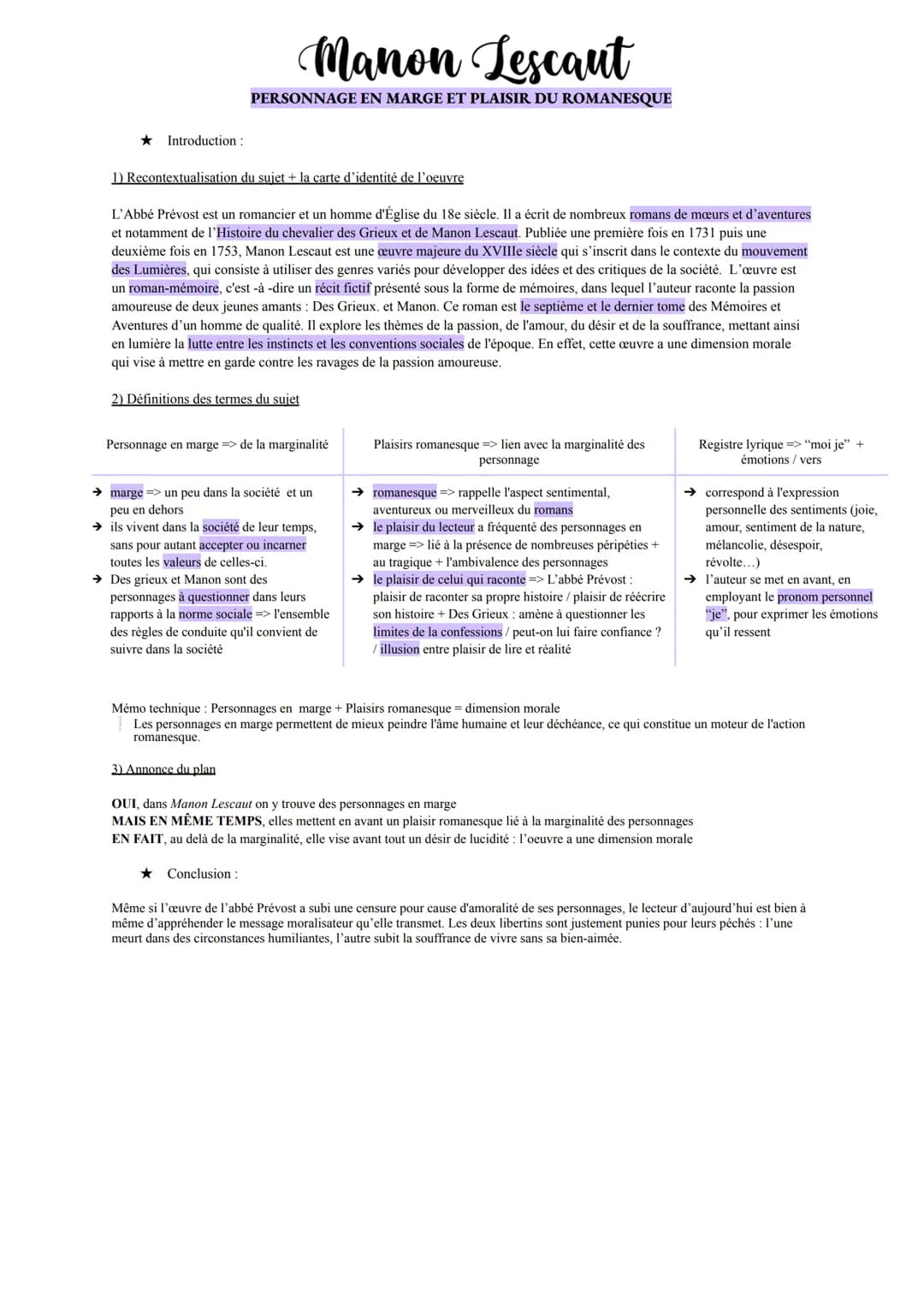 ★ Introduction :
1) Recontextualisation du sujet + la carte d'identité de l'oeuvre
L'Abbé Prévost est un romancier et un homme d'Église du 1