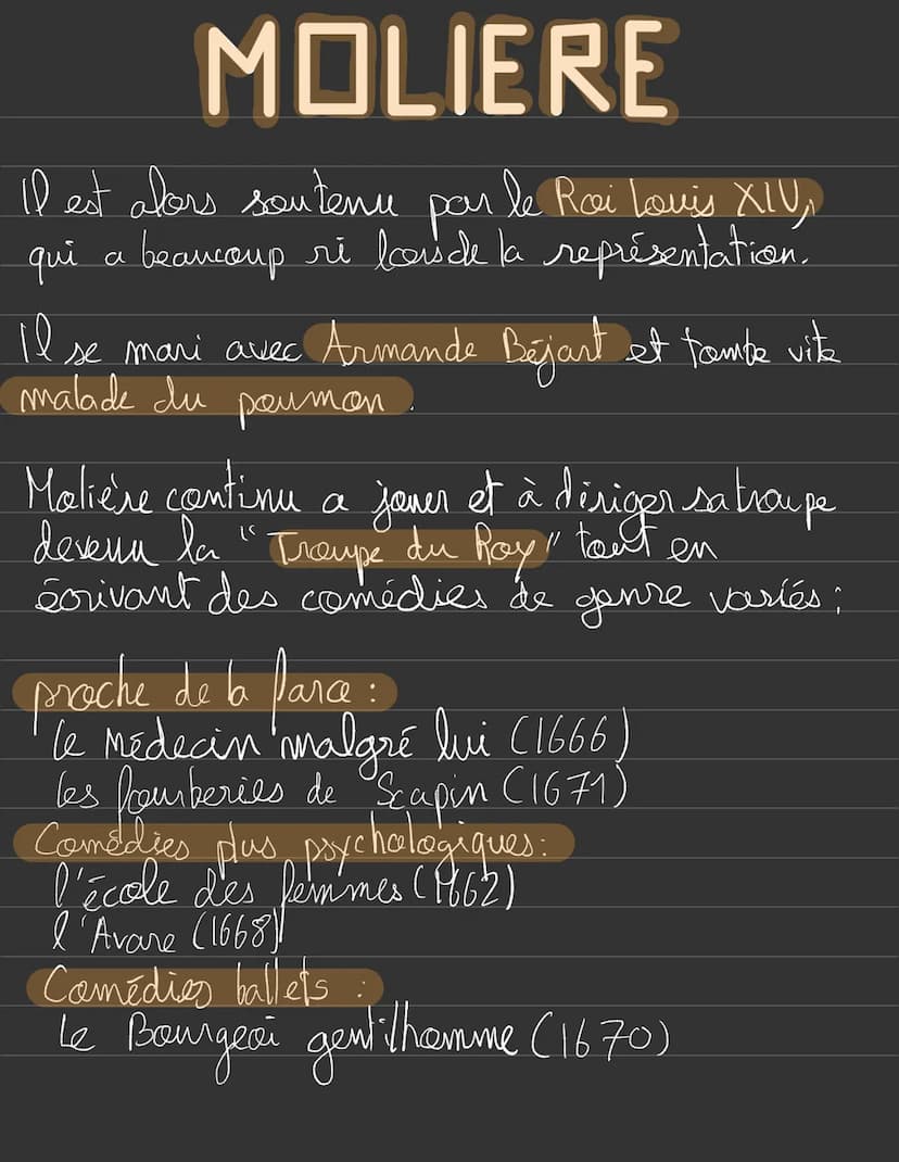  MOLIERE
e
Biographie de Molière, un dramaturge du XVII" side
Jean-Baptiste Poquelin dit Molière
mè à Paris le 15 janvier 1622
mort à Paris 