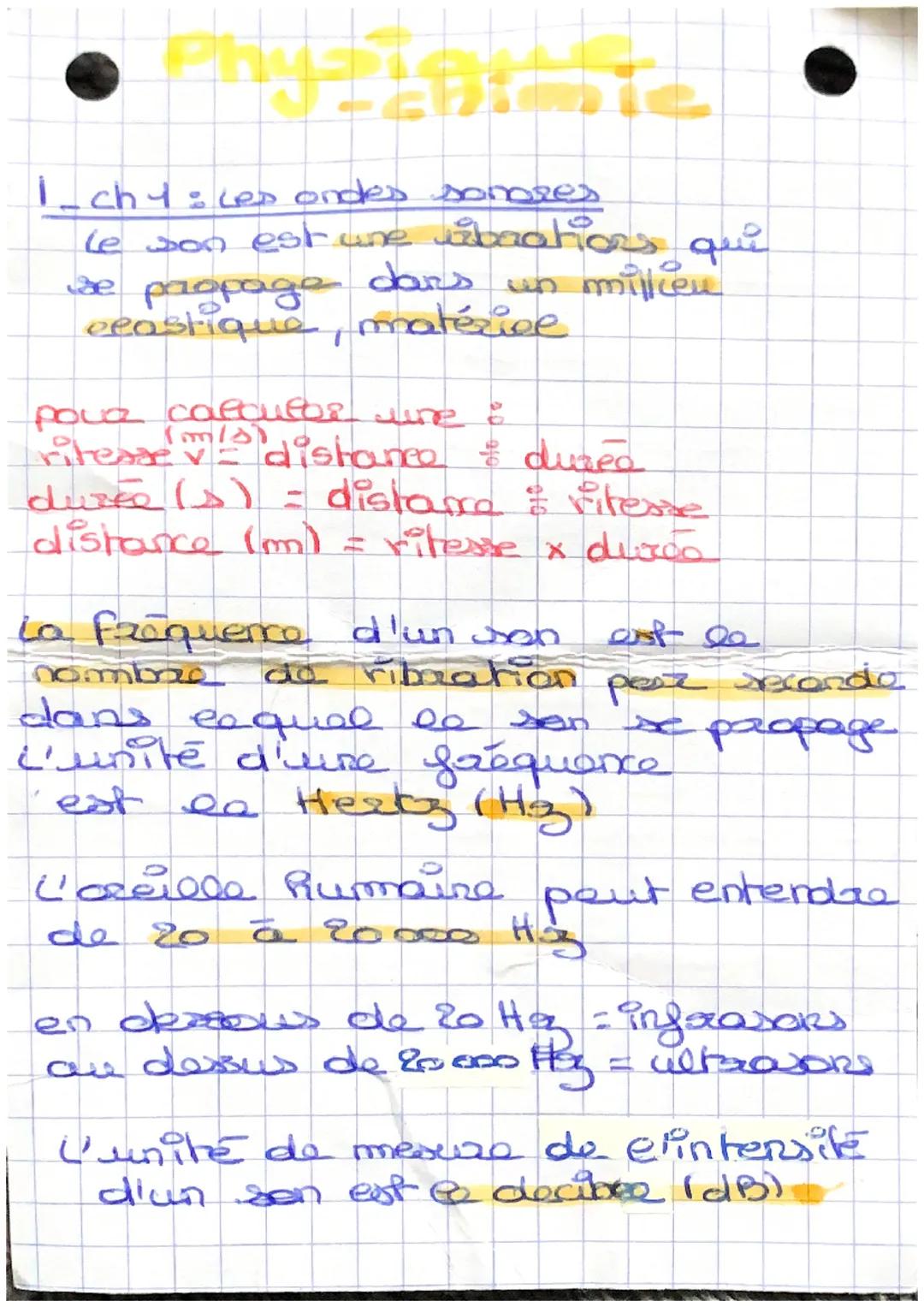 i_chy:ces ondes sonores
le son est une vibrations qui
se propage dans un millien
eeastique, matérice

pova calquer une :
ritesse $v^{(m/s)}$