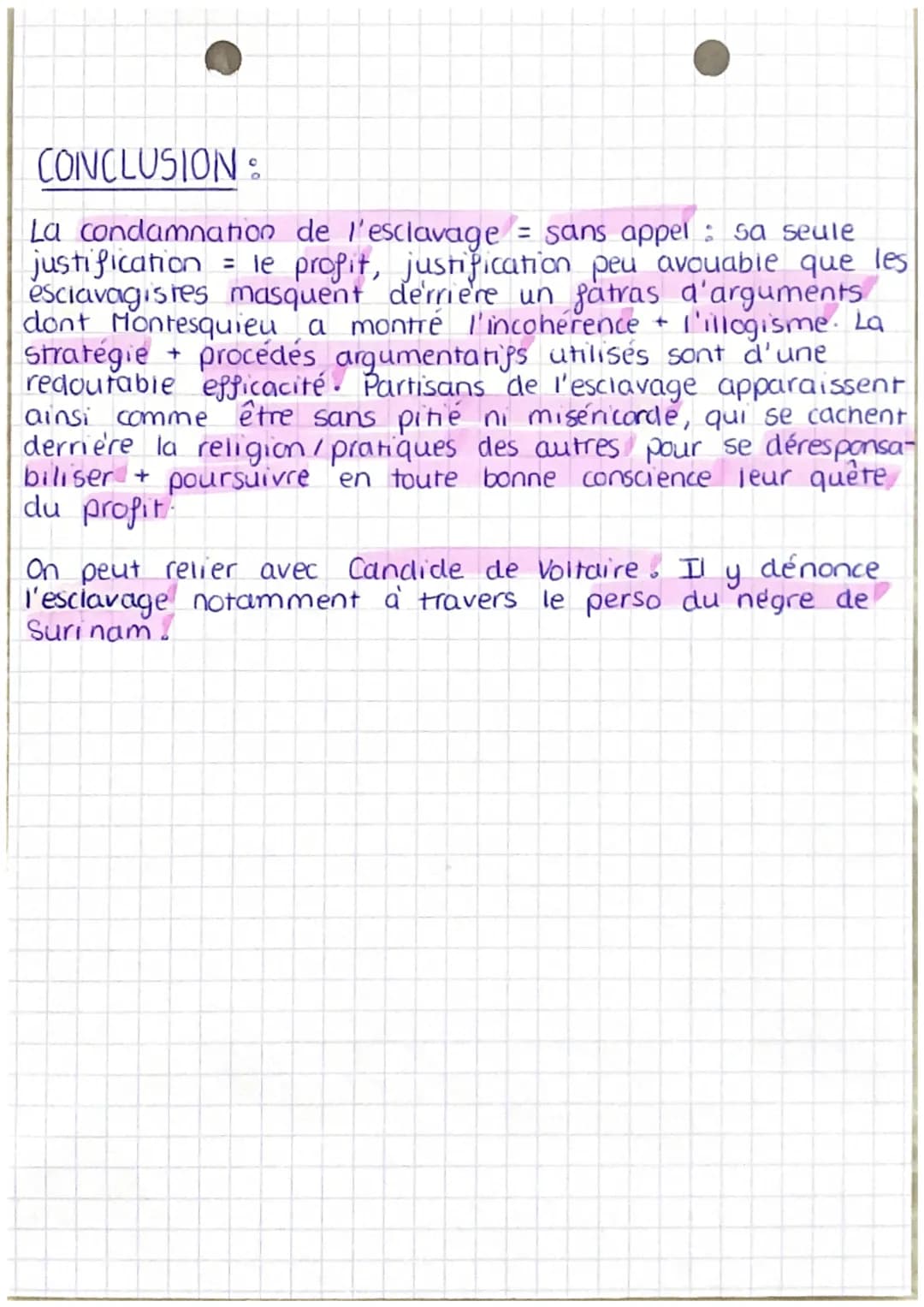 M n'adhère pas à cente
these
signe
conditionnel =
du jeu + ironie
adopter pt de vue de
esclavagiste mieux
ndiculiser
argument économique
pas