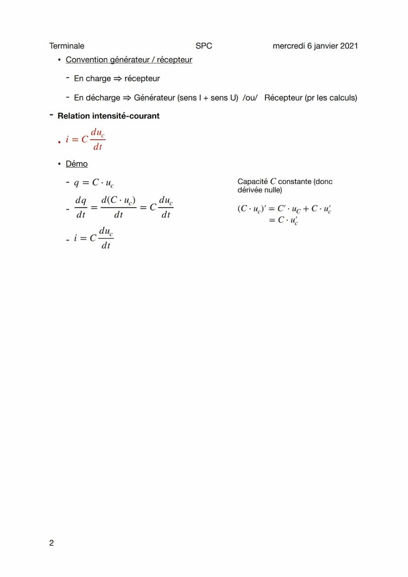 Terminale
1
Condensateur
Sujet général
Concept
Ensemble constitué de 2 armatures conductrices + séparées par isolant
• Accumulation de charg