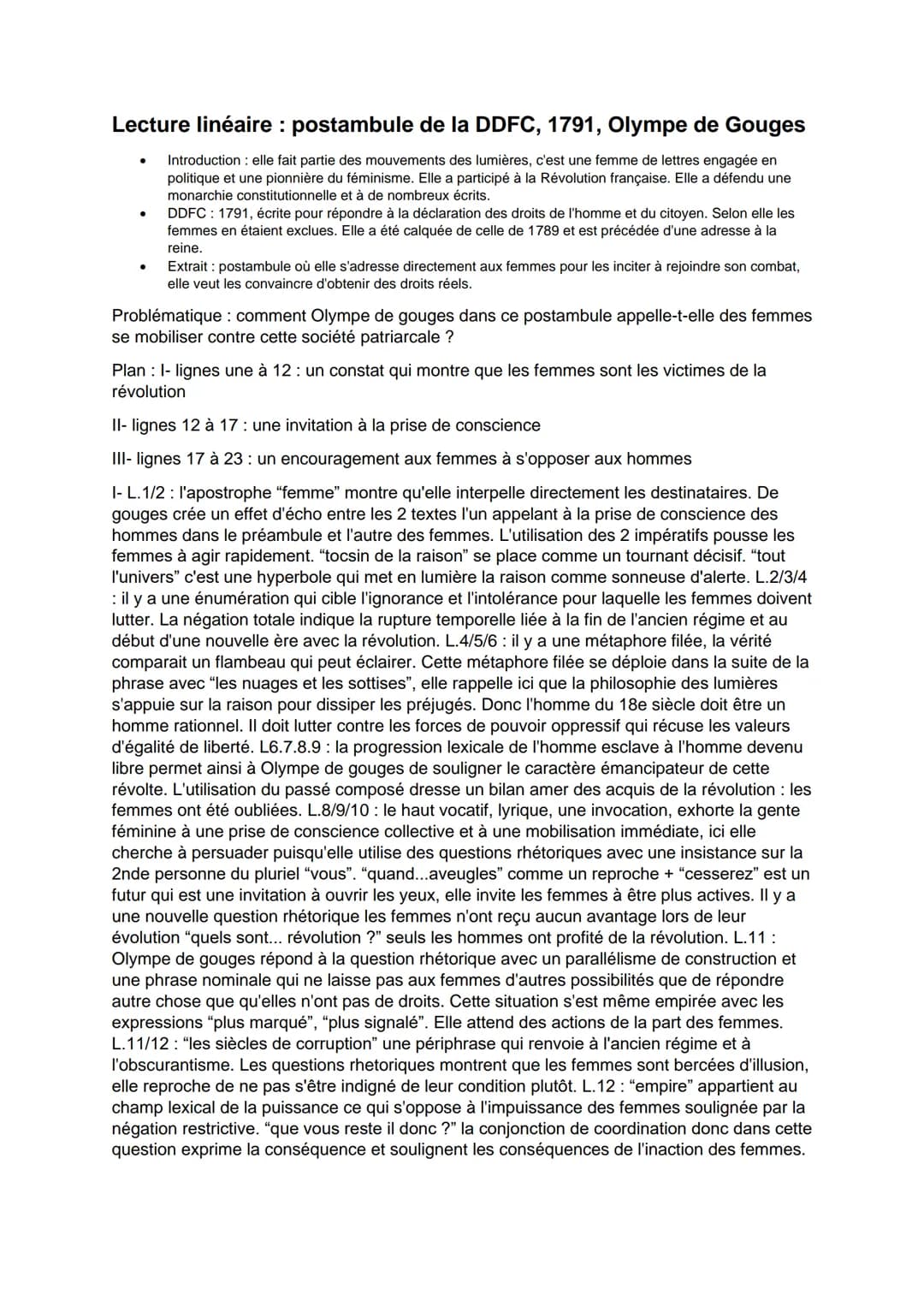 5
10
15
20
Objet d'étude n°4 : La littérature d'idée du XVIe au XVIIIe siècle
Déclaration des droits de la femme et de la citoyenne
Olympe d