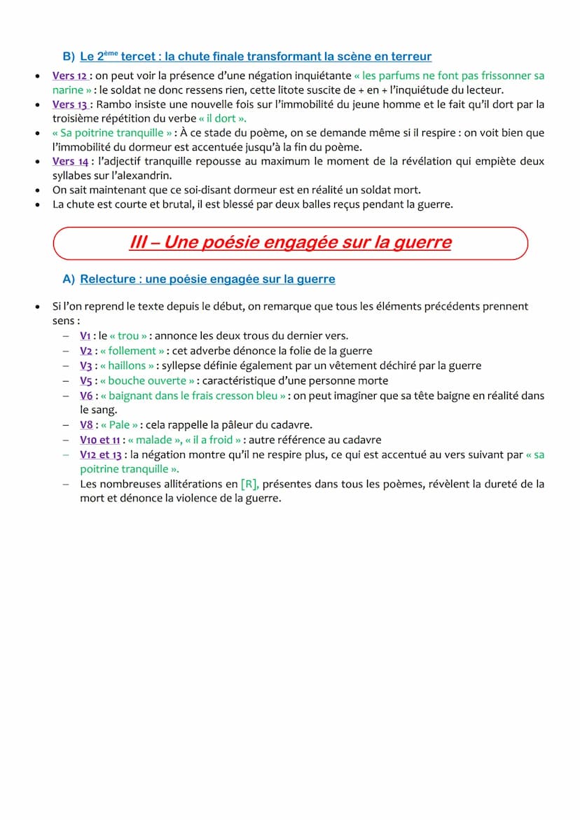 ●
●
●
●
1
2
3
4
5
6
7
8
9
10
11
12
13
14
Le dormeur du val
C'est un trou de verdure où chante une rivière
Accrochant follement aux herbes de