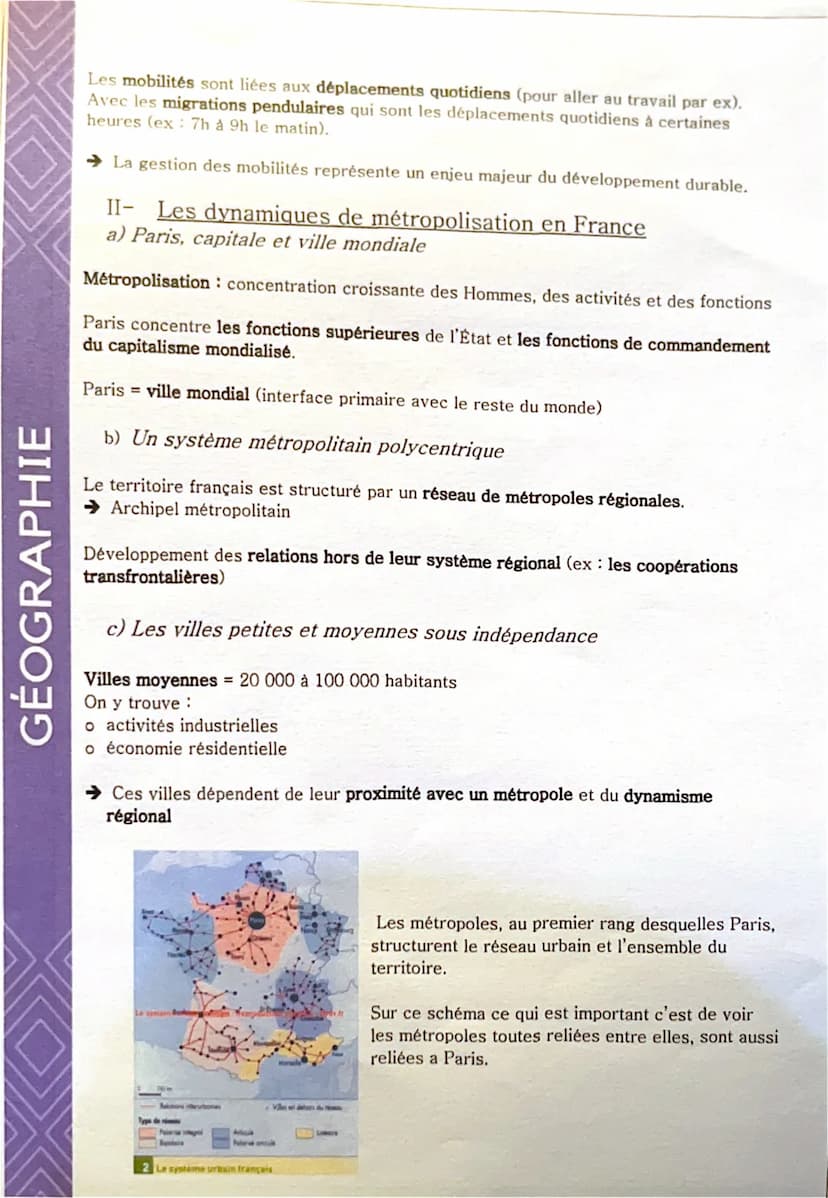 GÉOGRAPHIE
Les aires urbaines : une nouvelle géographie d'une
France mondialisée
I-
Les nouvelles formes de l'urbanisation de la France
a) U