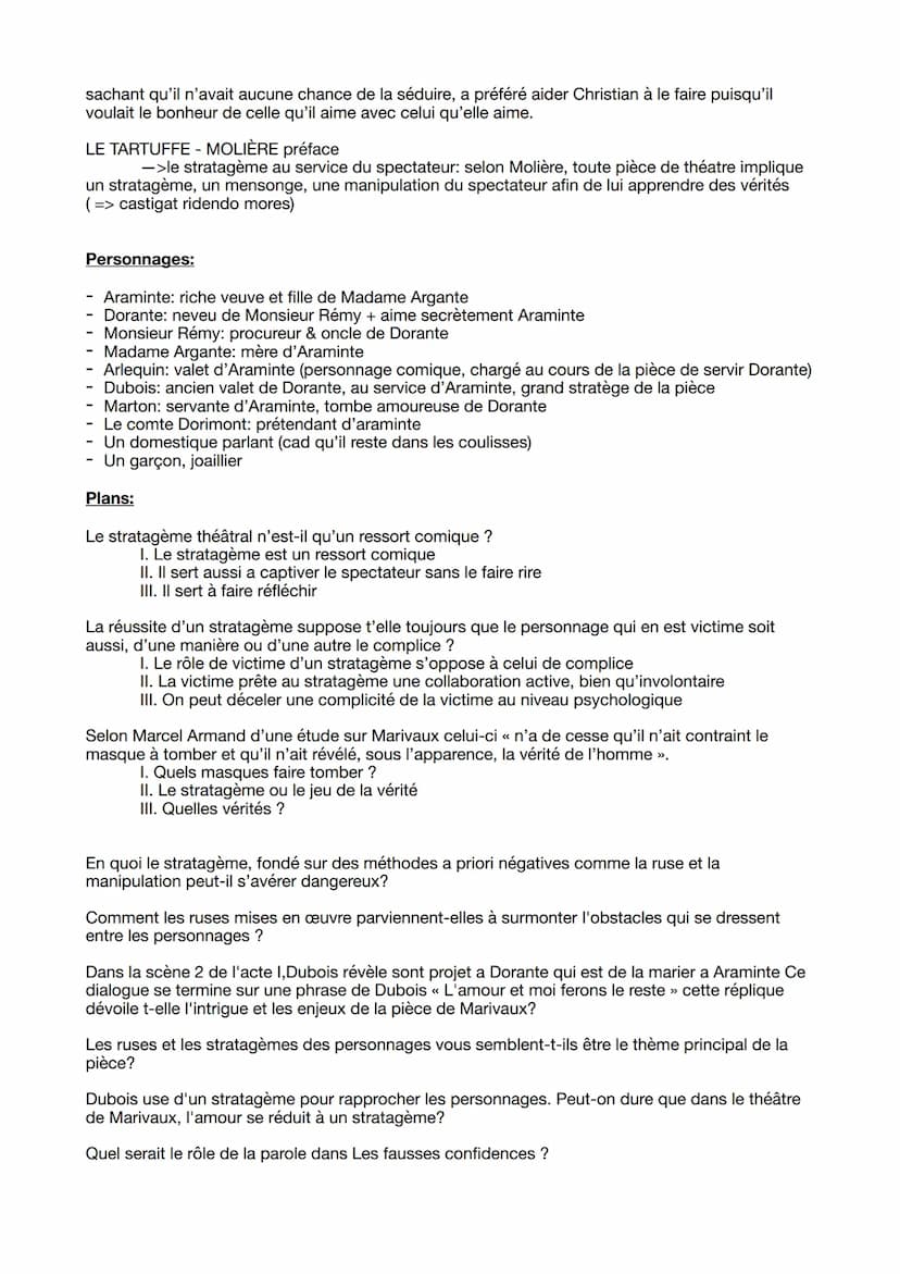 Résumé:
LES FAUSSES CONFIDENCES
L'acte 1 met en scène Dorante, un bourgeois ruiné mais sincèrement amoureux d'Araminte, une
jeune veuve rich