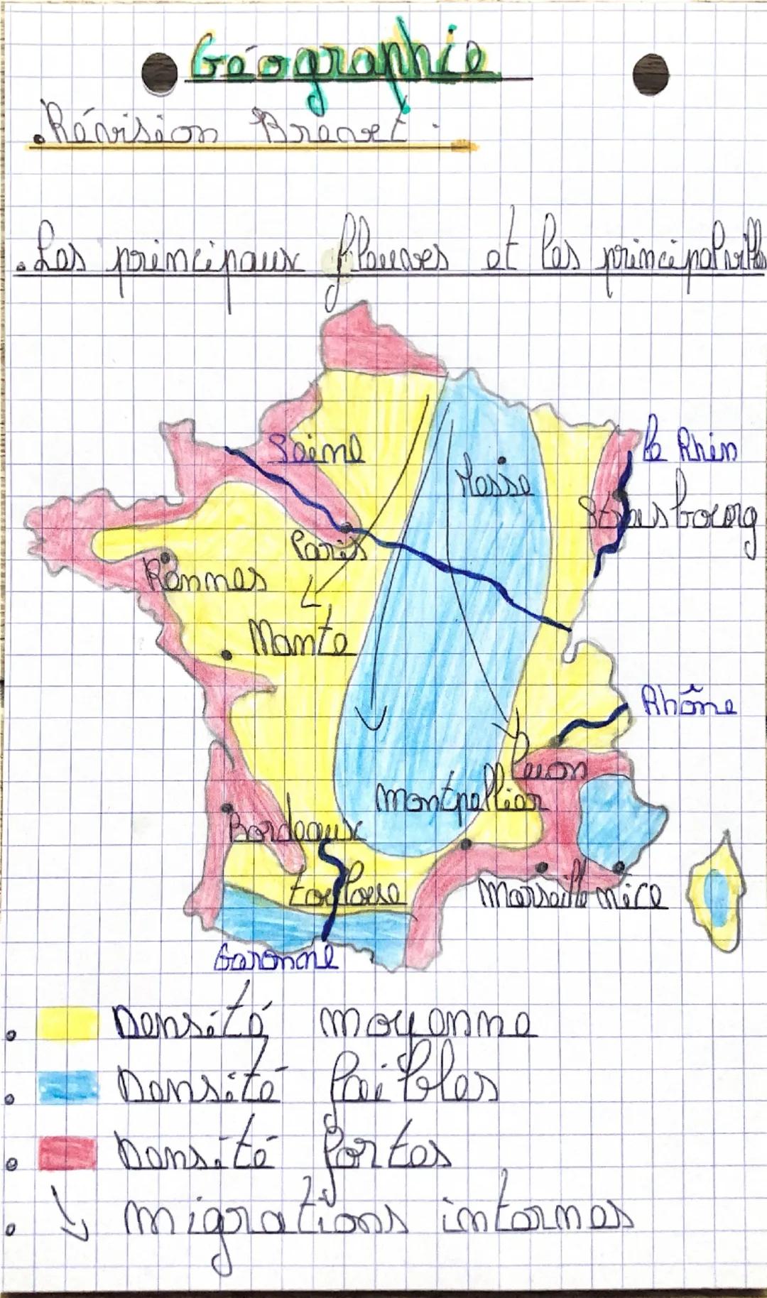 # Géographie

Révision Brevet.

Les principaux flouses et les principaskirtis

Seime

Rhin
Messe

Paris

Remmes

Mante

Phone

Montpellieron
