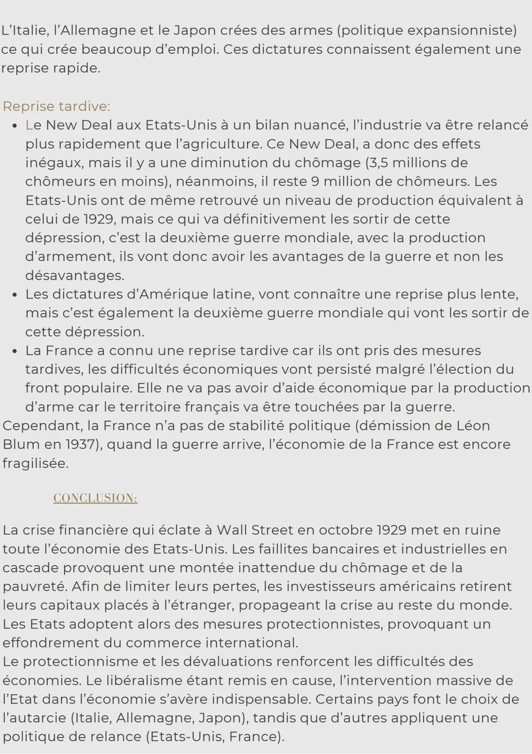 HISTOIRE :
L'IMPACT DE LA CRISE DE 1929
DÉSÉQUILIBRES ÉCONOMIQUES ET SOCIAUX
“Il parait que la crise, ça rend les riches plus riche et les p