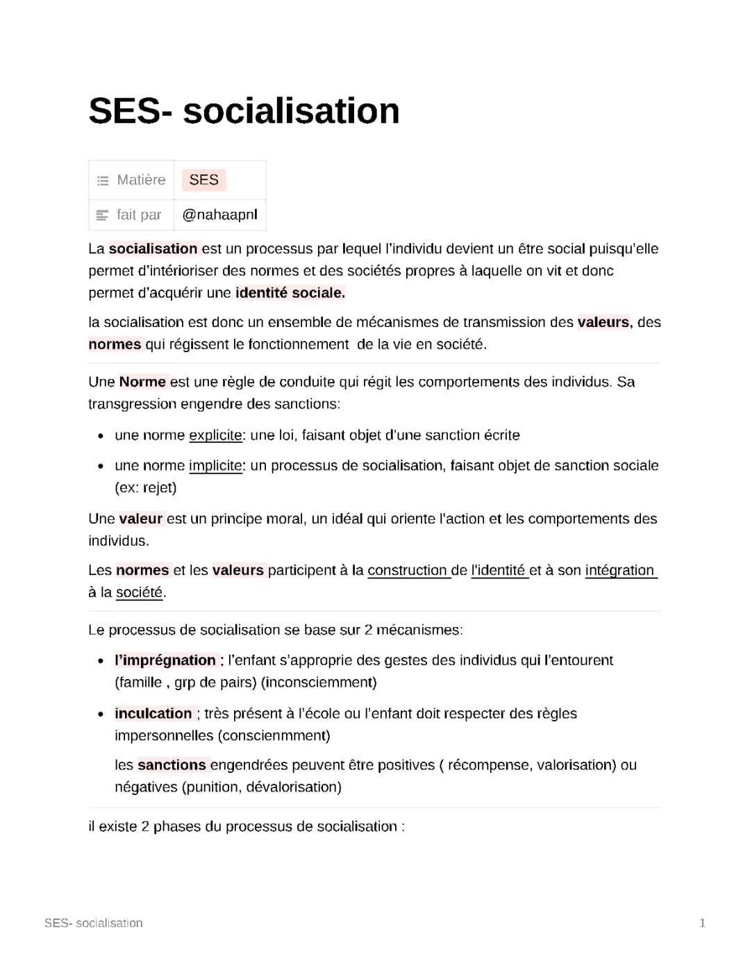 SES- la socialisation 