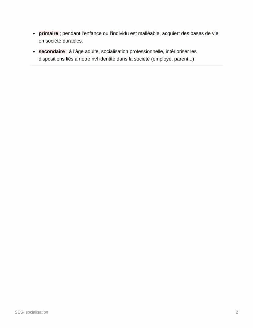 SES- socialisation
Matière
SES
fait par
@nahaapnl
La socialisation est un processus par lequel l'individu devient un être social puisqu'elle