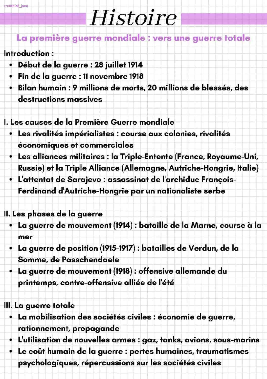 La première guerre mondiale : vers une guerre totale