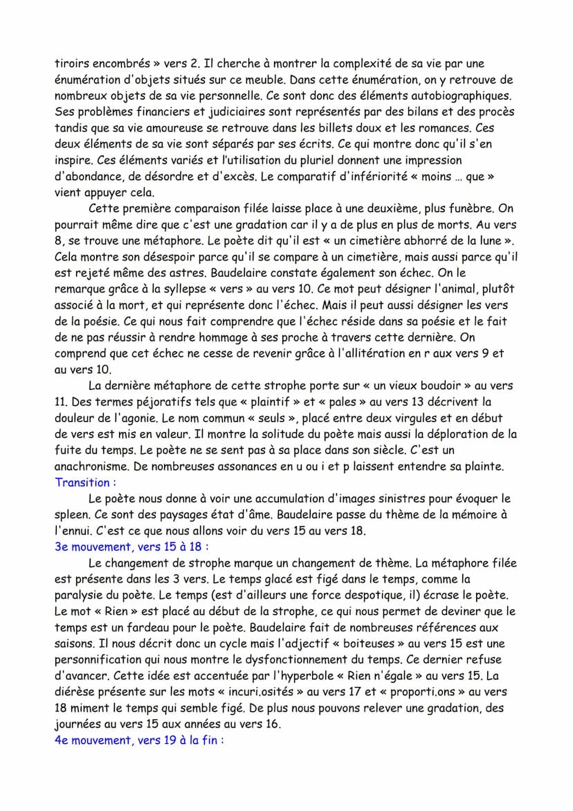 Texte 1
Poésie, « Spleen LXXVI », Les Fleurs du Mal, Baudelaire, 1857
Intro:
Contexte : Le spleen est un sentiment qui mêle tristesse, ennui