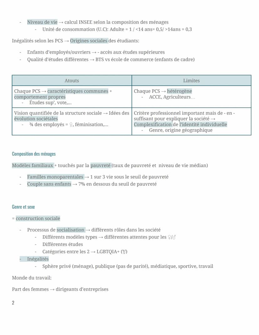 SES
Sociologie
Comment est structurée la société française actuelle ?
Structure de l'espace social
Hierarchie social
Hiérarchisation entre l