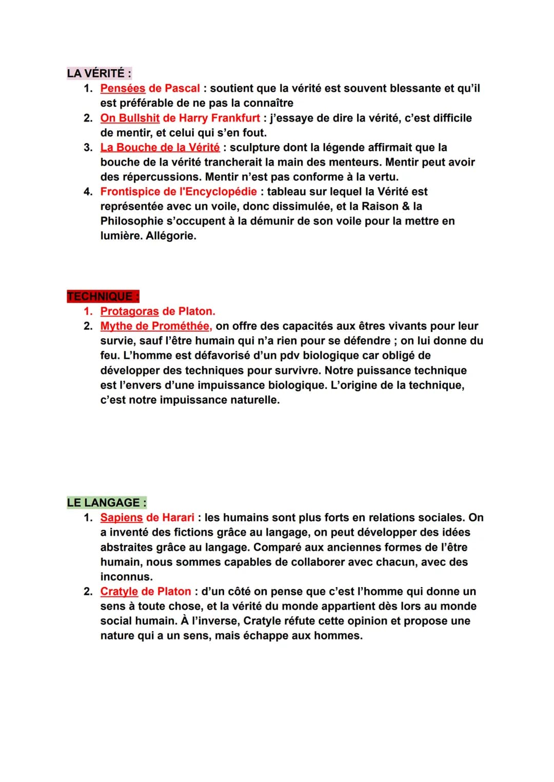 Dissertation philosophique
les références à utiliser pour les notions
Vérité, Culture, Nature, Langage, Technique
LA NATURE :
1. Le parc de 