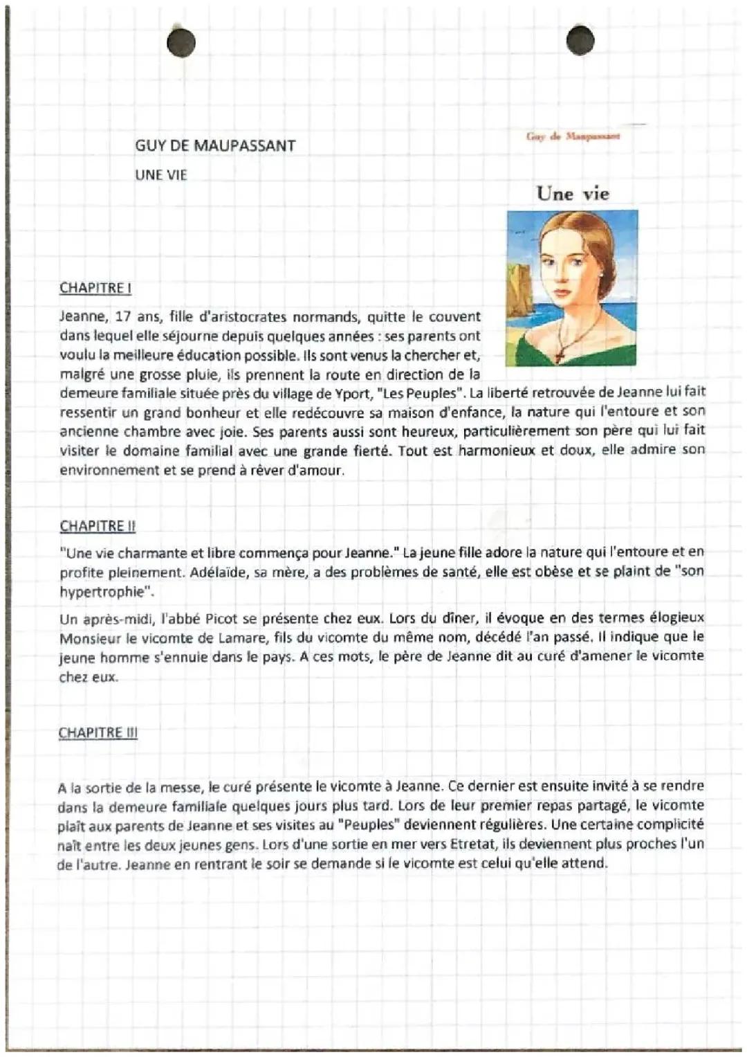 Resume Guy de maupassant une vie 