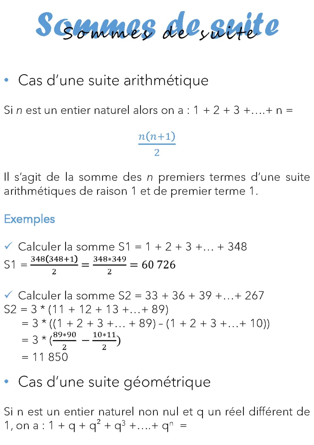 Apprends les Suites Arithmétiques et Géométriques: Exercices et Formules Simples!