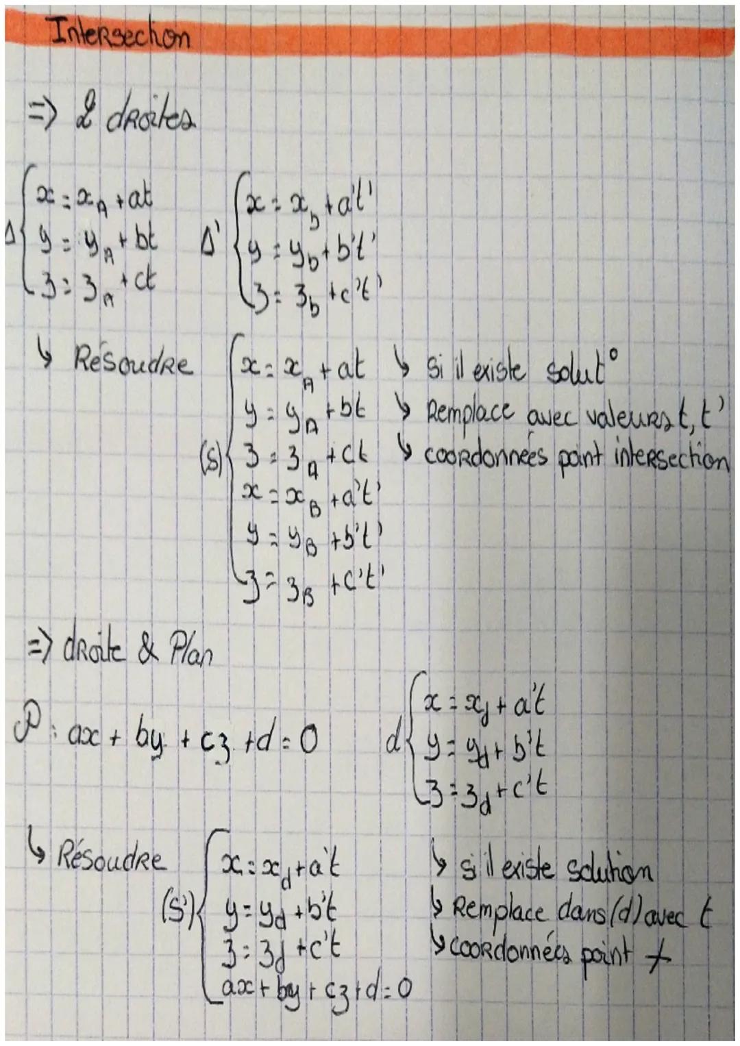 # REARESENTATIONS

# PARAMETRIQUES ET

# EQUATEON CARTES SIENNE

Representation paramétrique

→droite A

A∈(Δ), $A(x_A;y_A;3_A)$

→ $\vec{u}