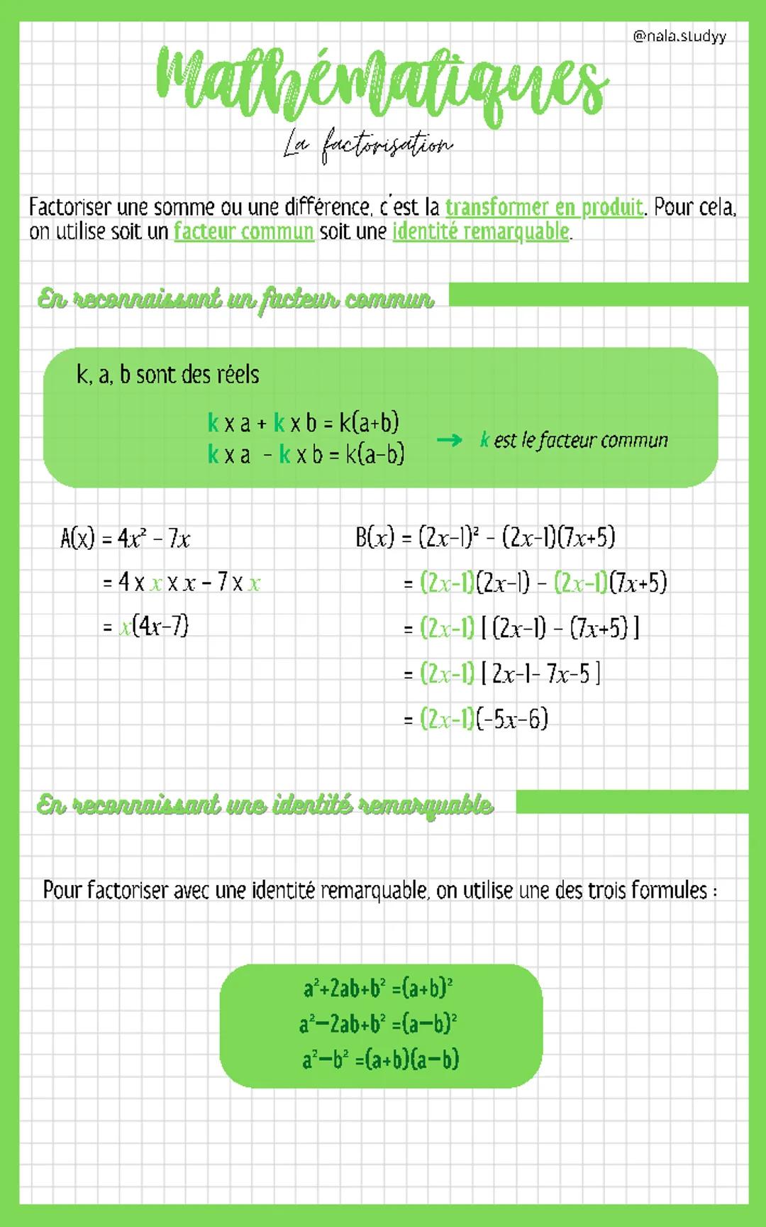 Apprends la Factorisation avec Exercices Corrigés PDF pour la 3ème et 2nde