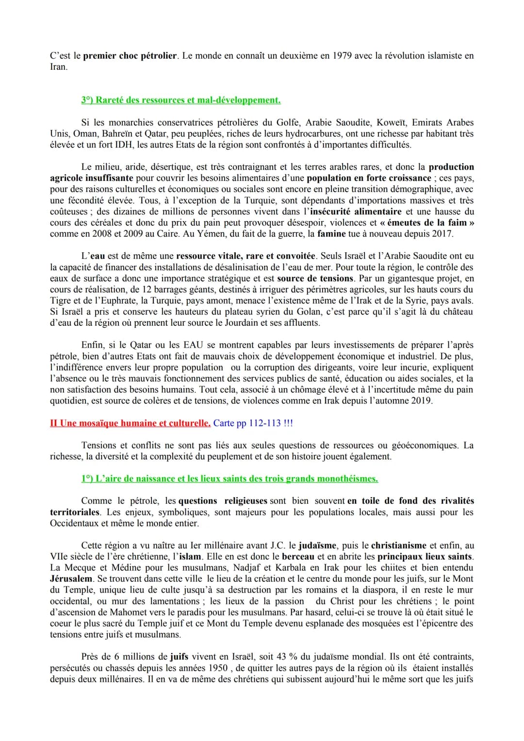Histoire. Thème II/III. Chapitre 3/3. Le Proche et le Moyen Orient, un foyer de conflit depuis la fin de
la Seconde Guerre mondiale.
Cours 1