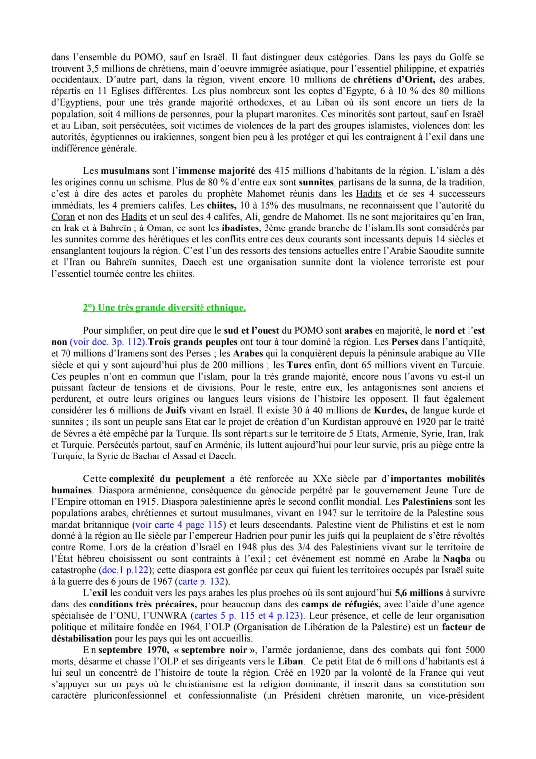 Histoire. Thème II/III. Chapitre 3/3. Le Proche et le Moyen Orient, un foyer de conflit depuis la fin de
la Seconde Guerre mondiale.
Cours 1