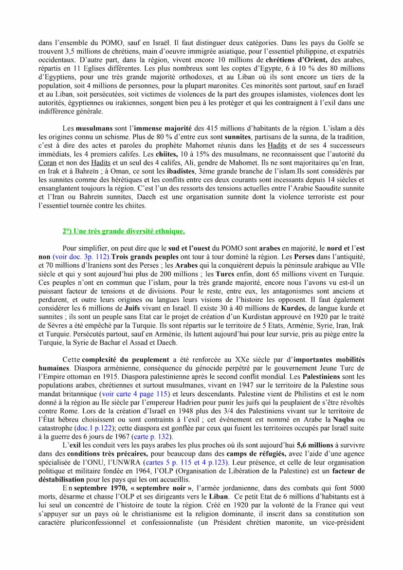 Histoire. Thème II/III. Chapitre 3/3. Le Proche et le Moyen Orient, un foyer de conflit depuis la fin de
la Seconde Guerre mondiale.
Cours 1