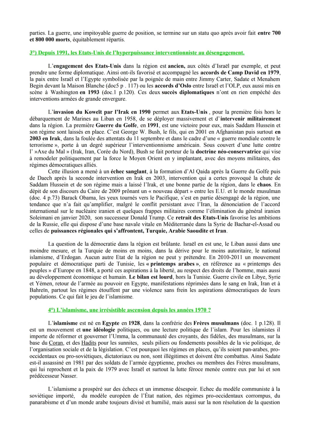 Histoire. Thème II/III. Chapitre 3/3. Le Proche et le Moyen Orient, un foyer de conflit depuis la fin de
la Seconde Guerre mondiale.
Cours 1