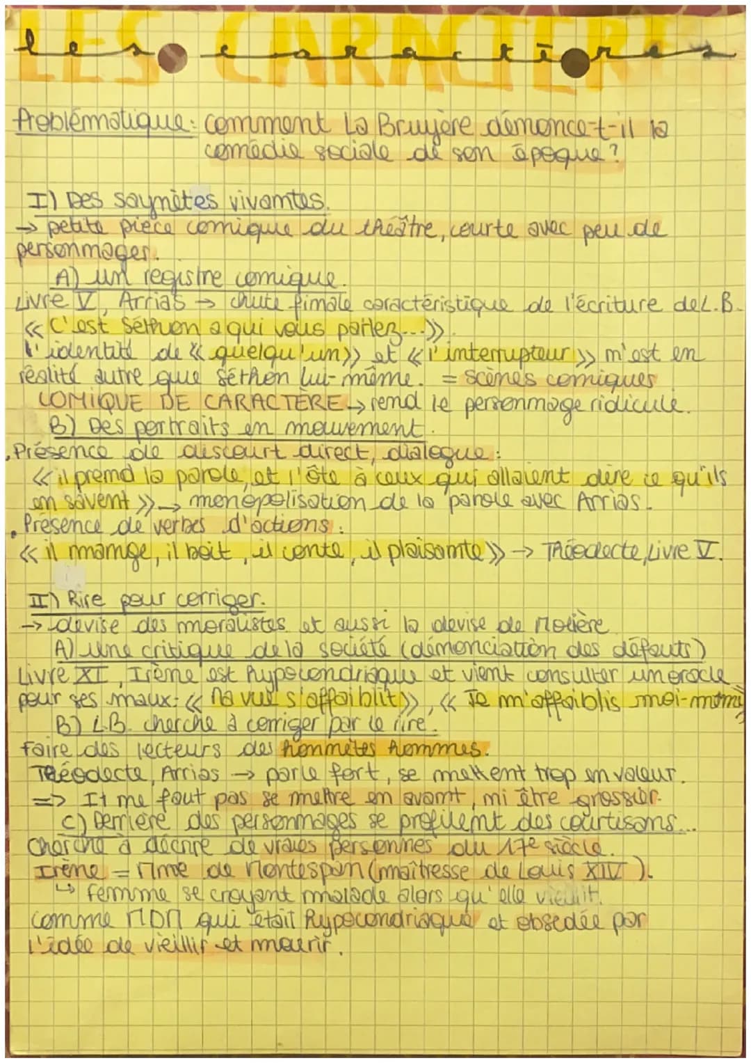 قسم
ti
Problematique: comment La Bruyere demonce t-il 12
comédie sociale de son époque?
I) Des Saumites vivantes.
petite piece comique du th