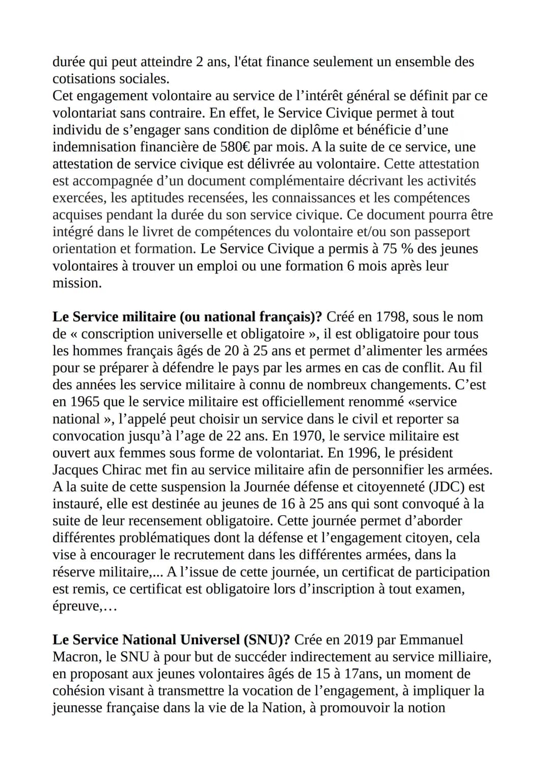 SERVICE
JEUNESSE
L'engagement des
CIVIQUE jeunes: service civique, SNU
Une mission pour chacun
au service de tous
service militaire?
En 1997