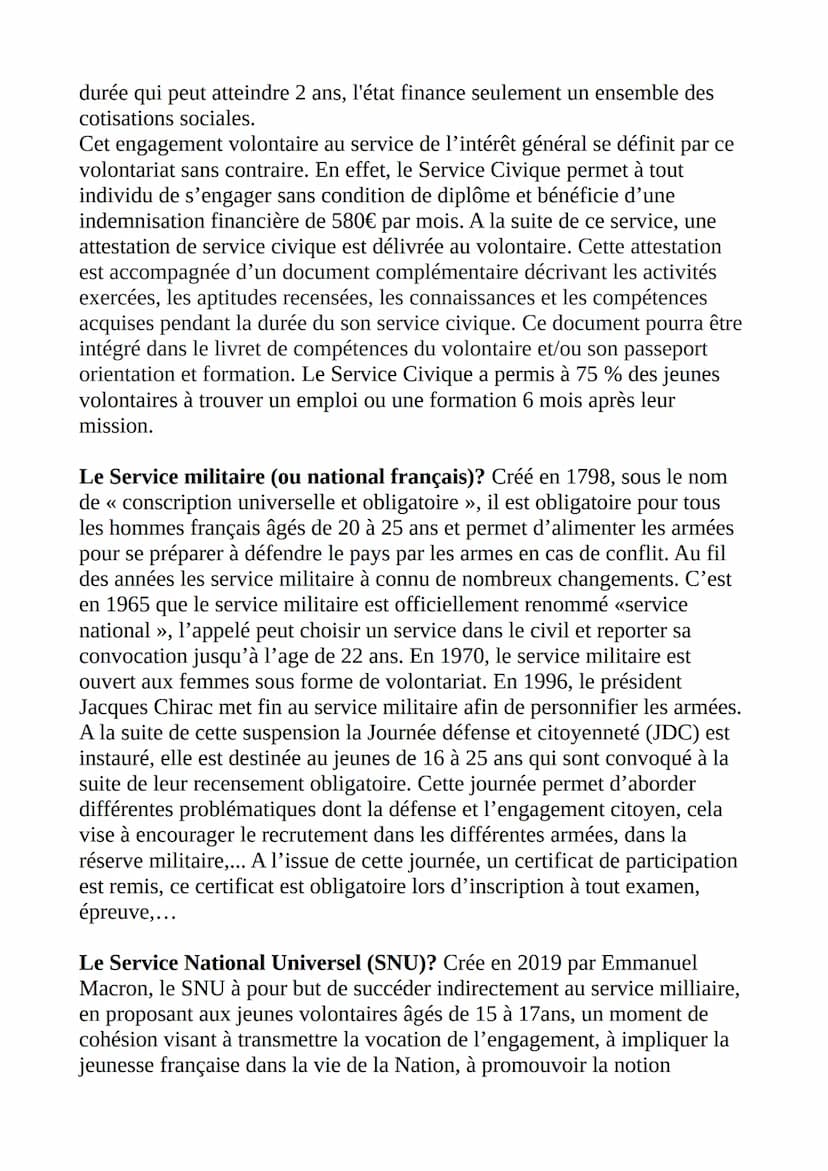 SERVICE
JEUNESSE
L'engagement des
CIVIQUE jeunes: service civique, SNU
Une mission pour chacun
au service de tous
service militaire?
En 1997
