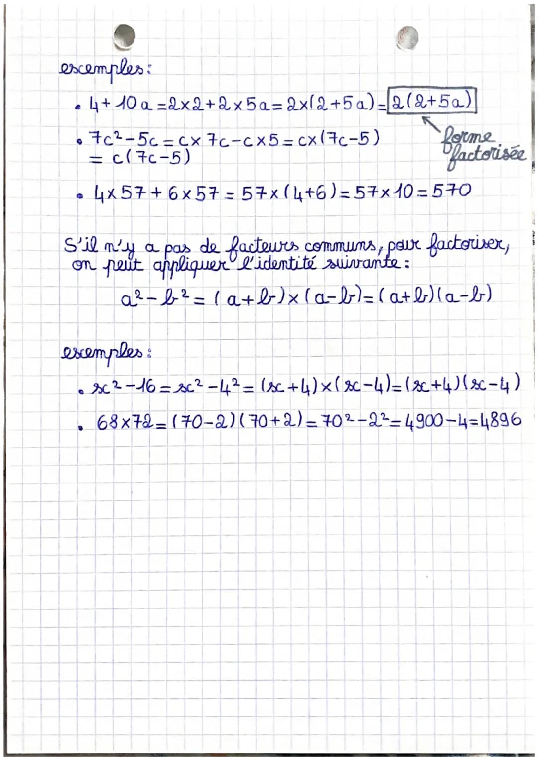# MATHÉMATIQUES

# DÉVELOPPER ET FACTORISER

1) La simple distributivité

*   kx (a+b)= k(a+b) = kxa+kxb = ka + kb
*   kx(a-b) = kla-b) = kx