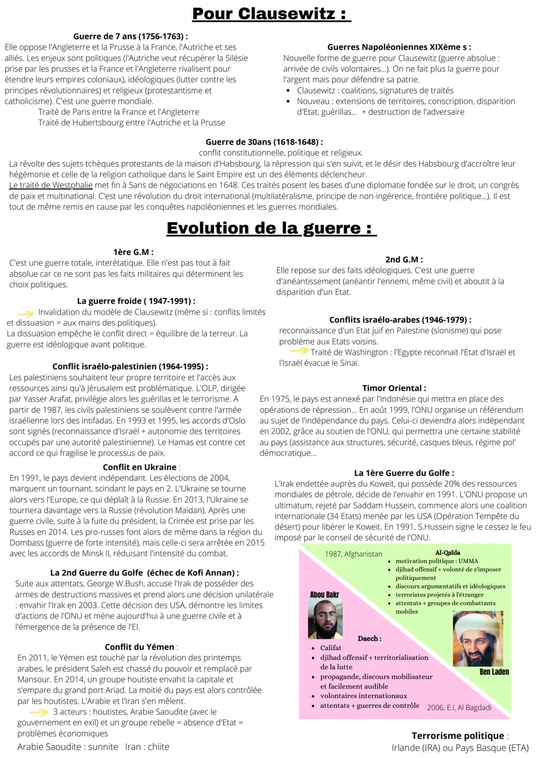 Des conflits de nature diverses:
1. Par les acteurs :
Faire la guerre, faire la paix
● intra-étatiques
interétatiques
• intervention de puis