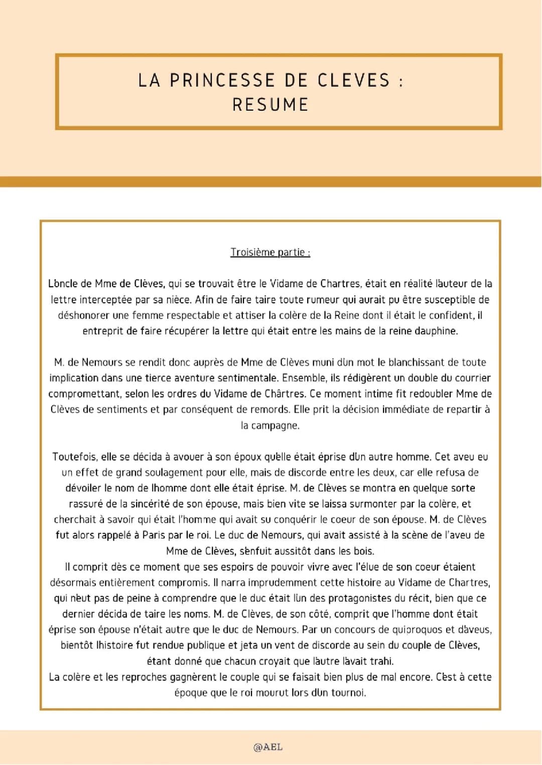 Résumé Chapitre 3: La Princesse de Clèves
