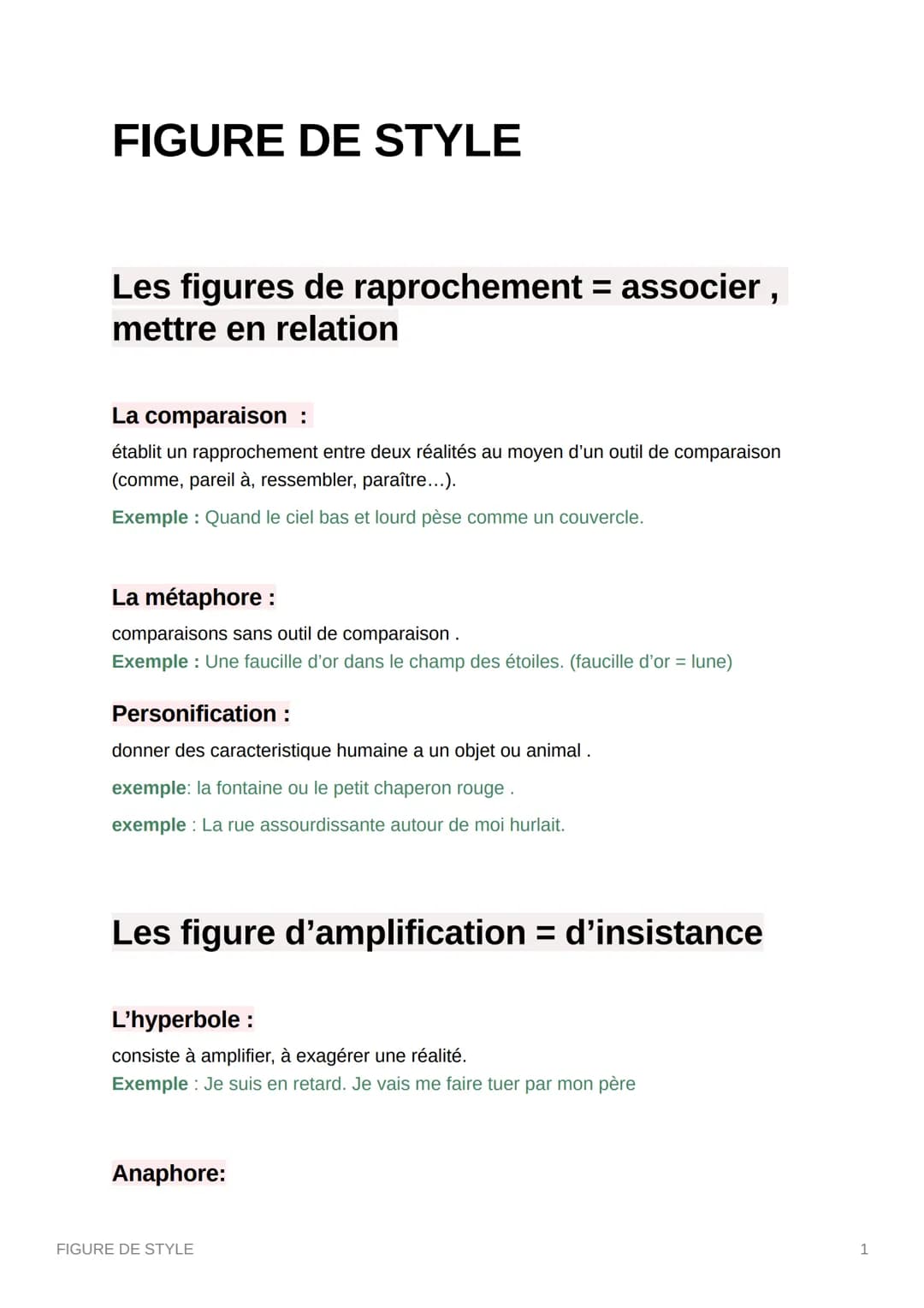 FIGURE DE STYLE
Les figures de raprochement = associer,
mettre en relation
La comparaison :
établit un rapprochement entre deux réalités au 