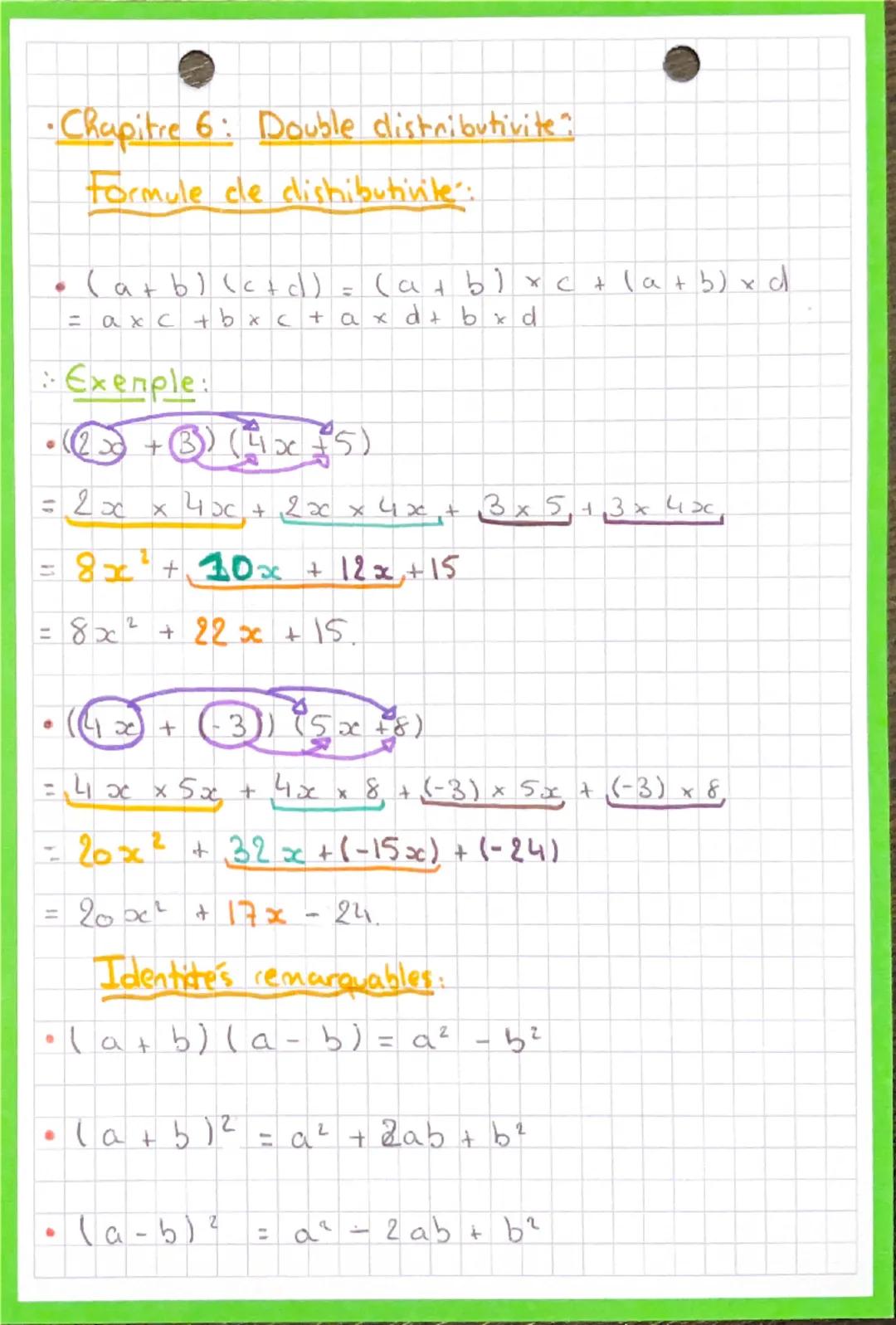 # 3
Bevet

# Mathématiques

-Chapitre 1: Calcul Littéral:

APRETENIR:

- 2 x a = 2a
- a x a = a²

Developpement:

K (a+b) = K x (a+b) = Ka +