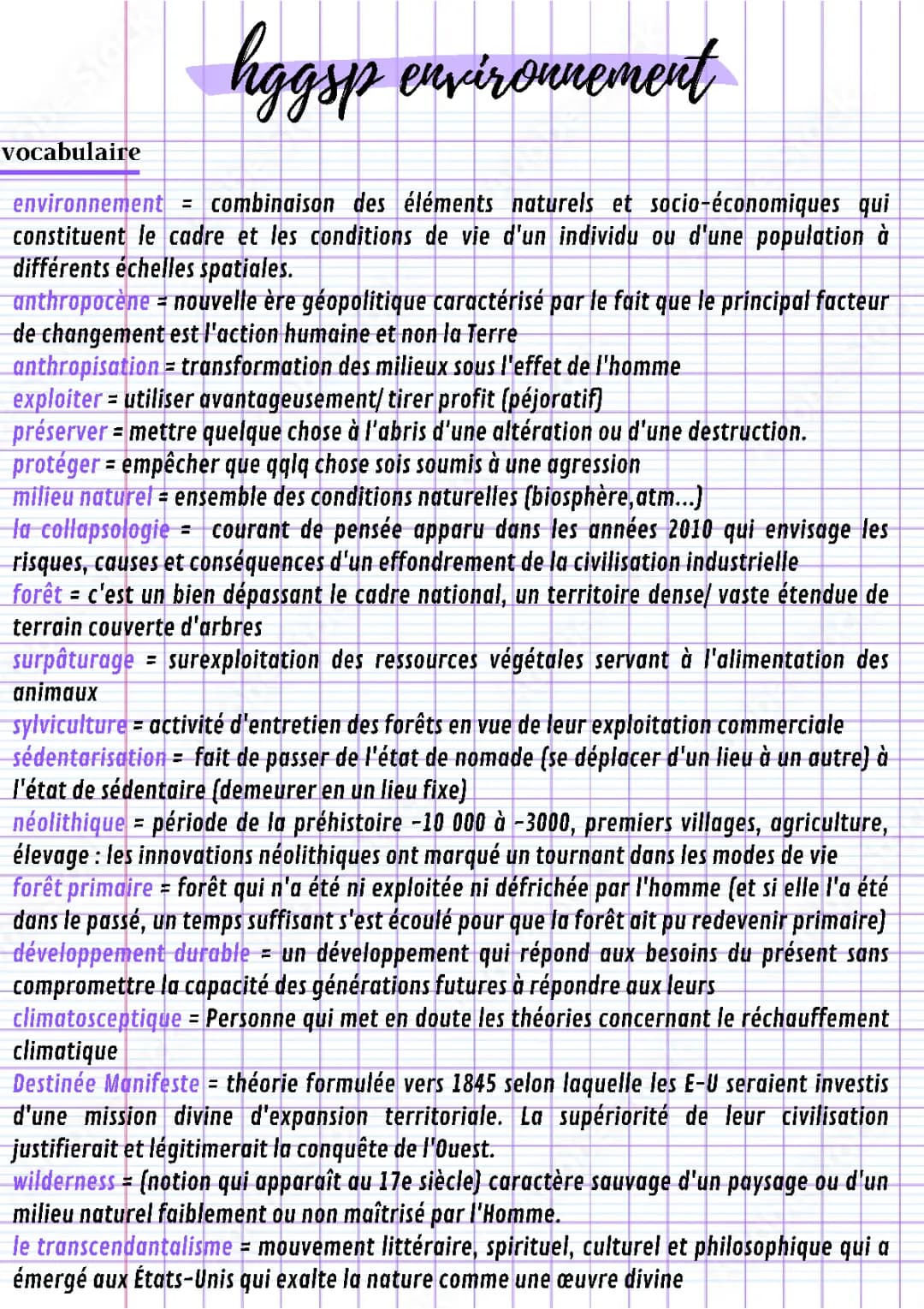 Fiche de révision HGGSP Terminale : Environnement et Thèmes 2024