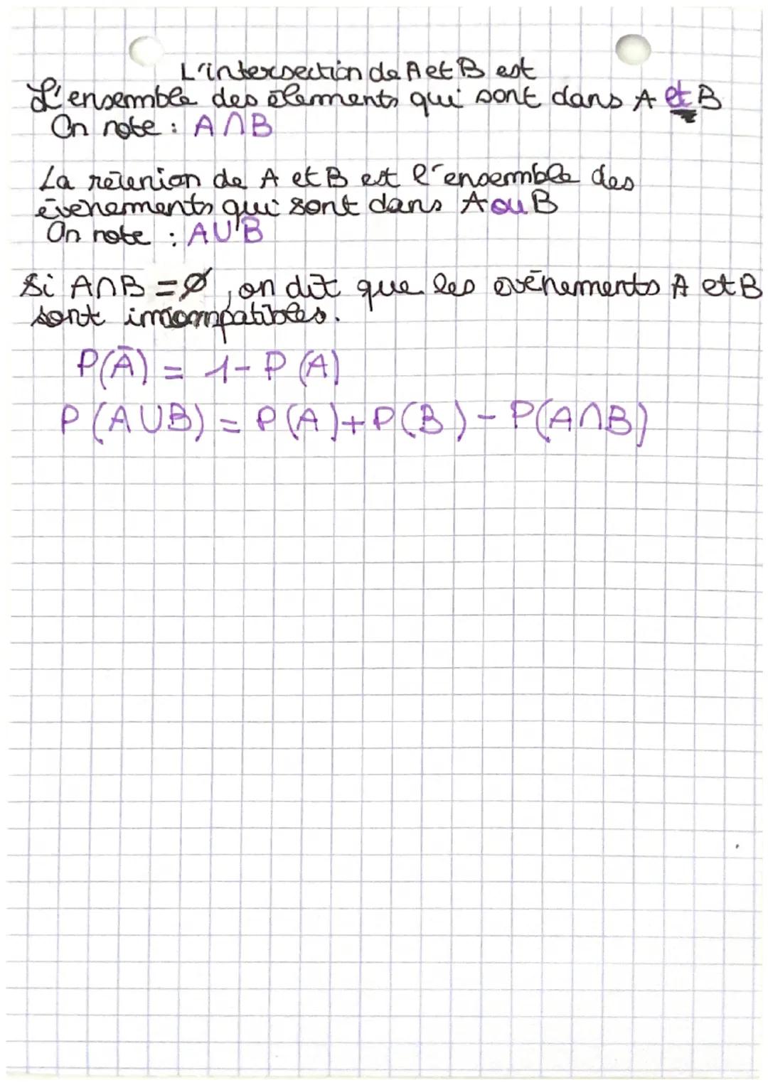 Maths
Probabilités
• Une expérience aléatoire est une expérience
dont les résultats possibles sont connus sans que
l'on puisse déterminer le